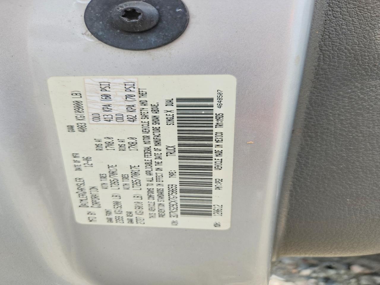 2007 Dodge Ram 2500 Silver vin: 3D7KS29CX7G758659