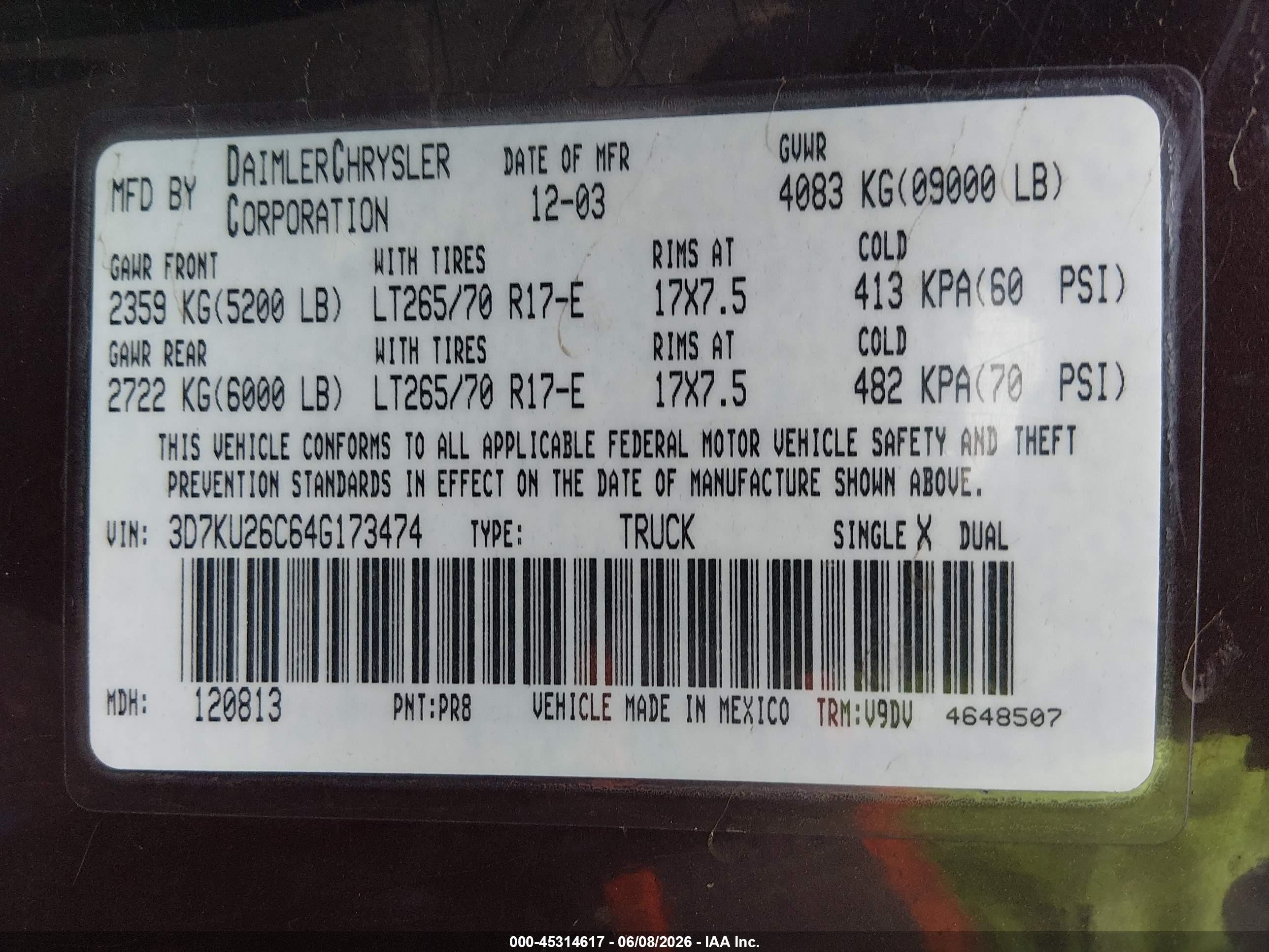 2004 Dodge Ram 2500 Slt/laramie Purple vin: 3D7KU26C64G173474