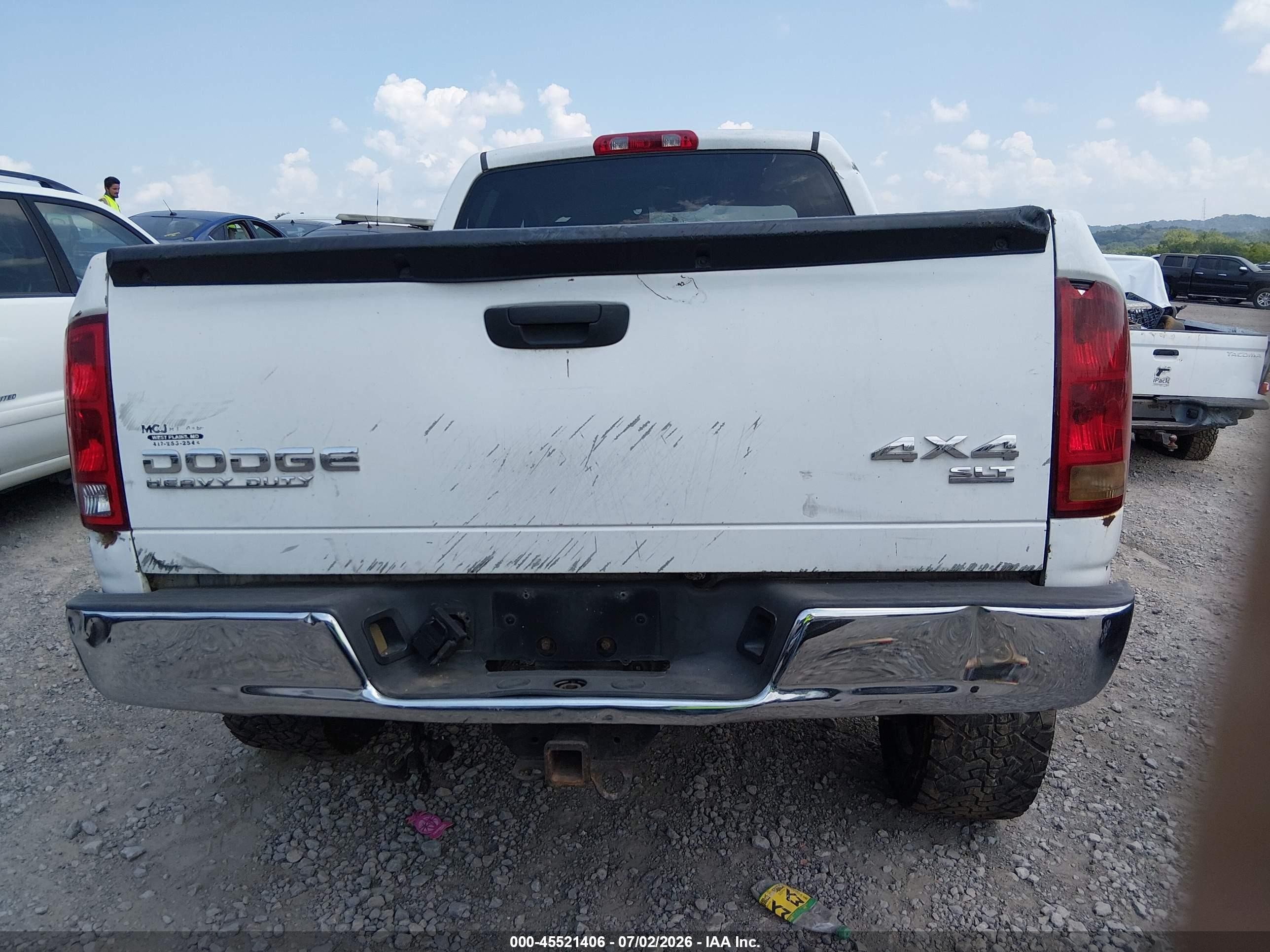 2003 Dodge Ram 2500 Slt/laramie/st White vin: 3D7KU28653G736651