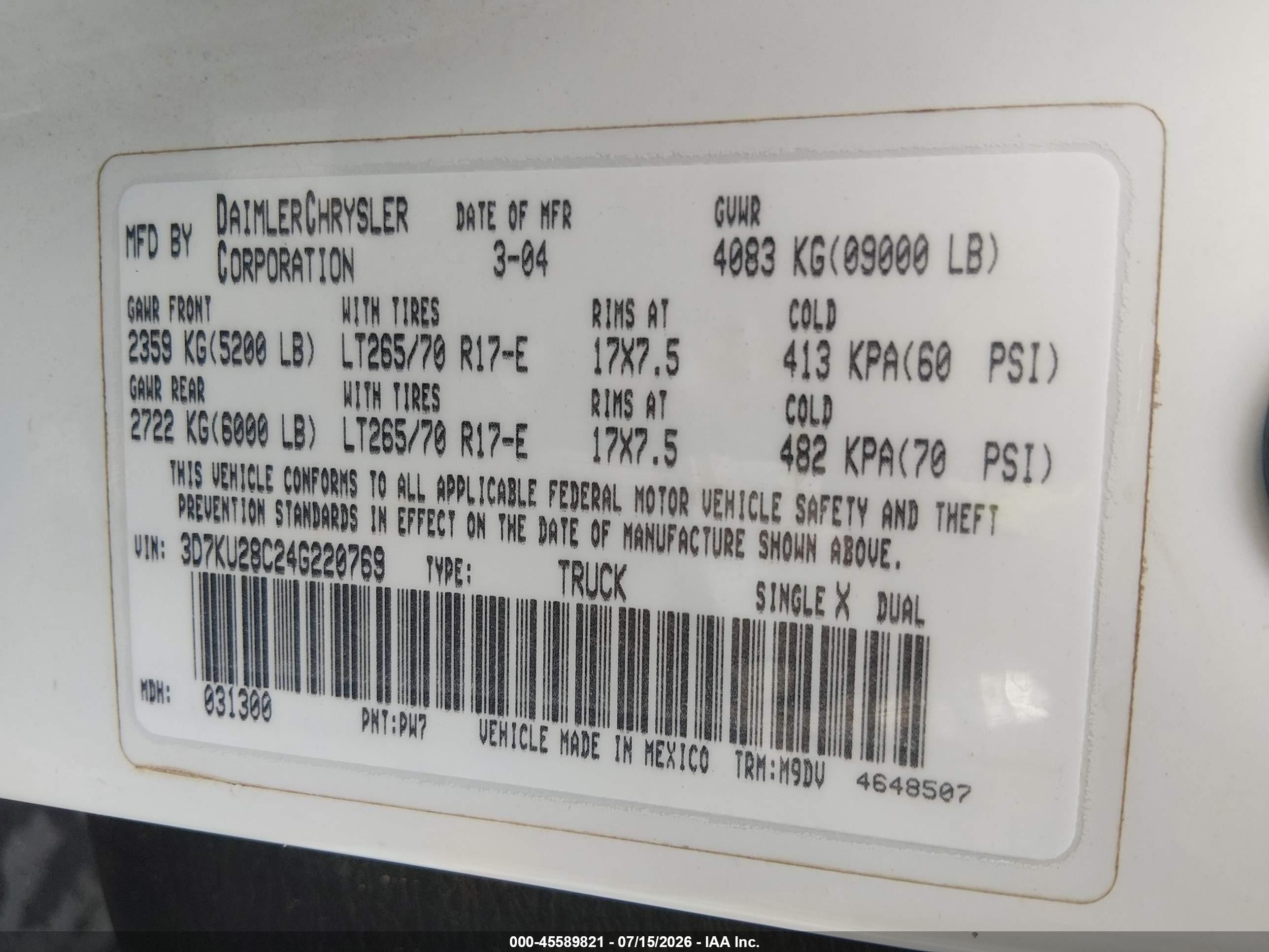 2004 Dodge Ram 2500 Slt/laramie White vin: 3D7KU28C24G220769