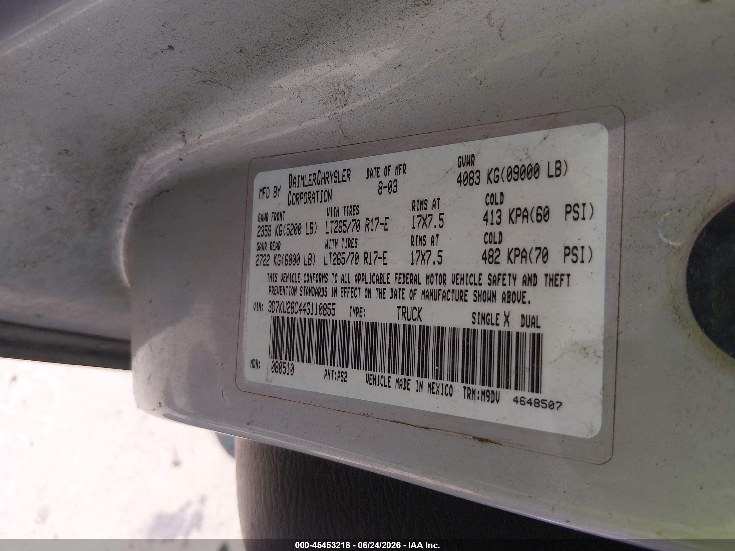 2004 Dodge Ram 2500 Slt/laramie Silver vin: 3D7KU28C44G110855