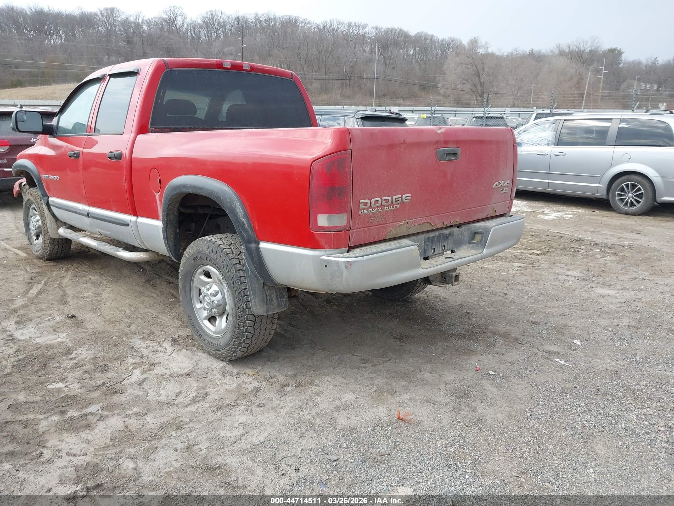 2004 Dodge Ram 2500 Slt/laramie Red vin: 3D7KU28C44G113514