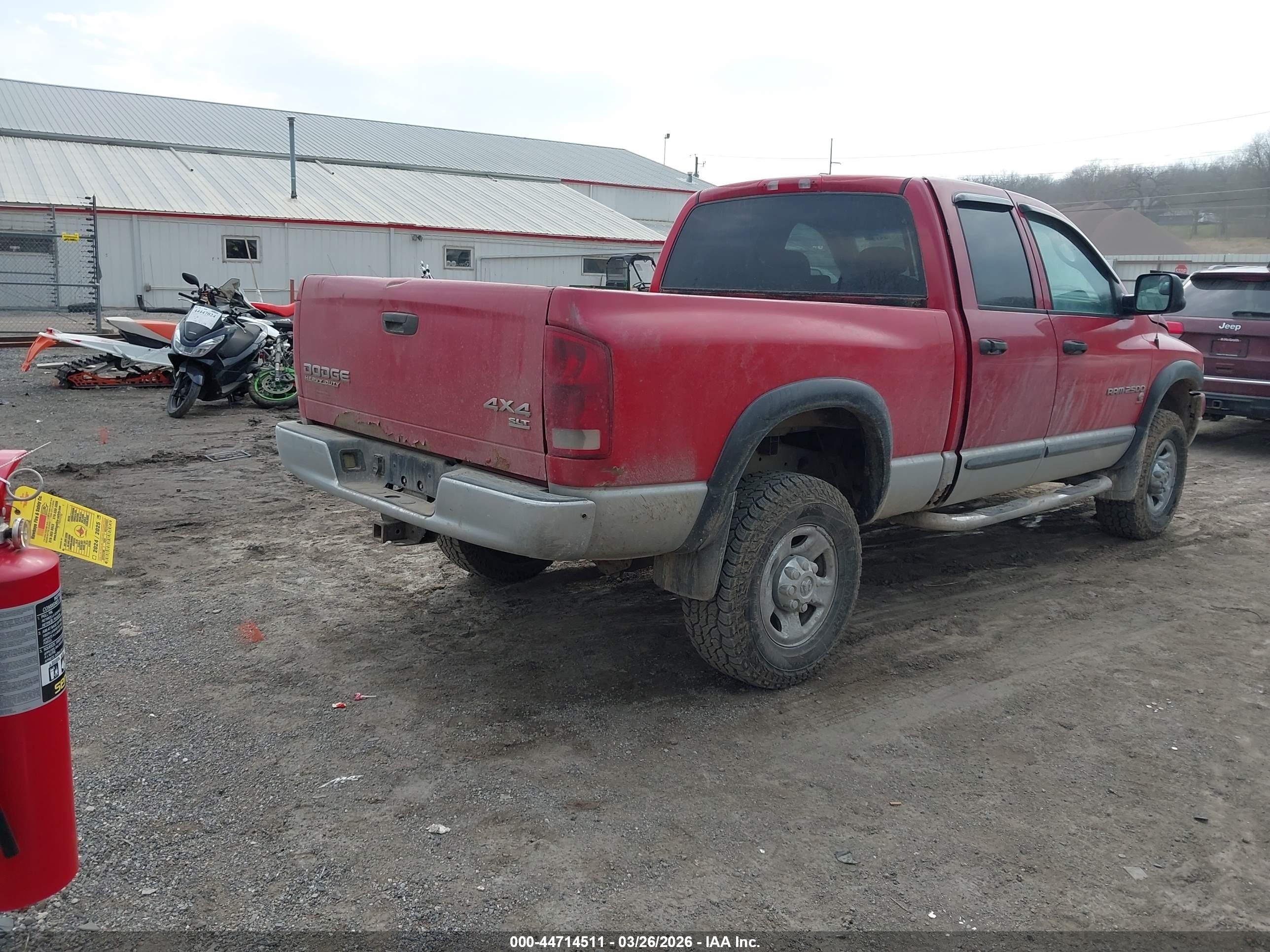 2004 Dodge Ram 2500 Slt/laramie Red vin: 3D7KU28C44G113514