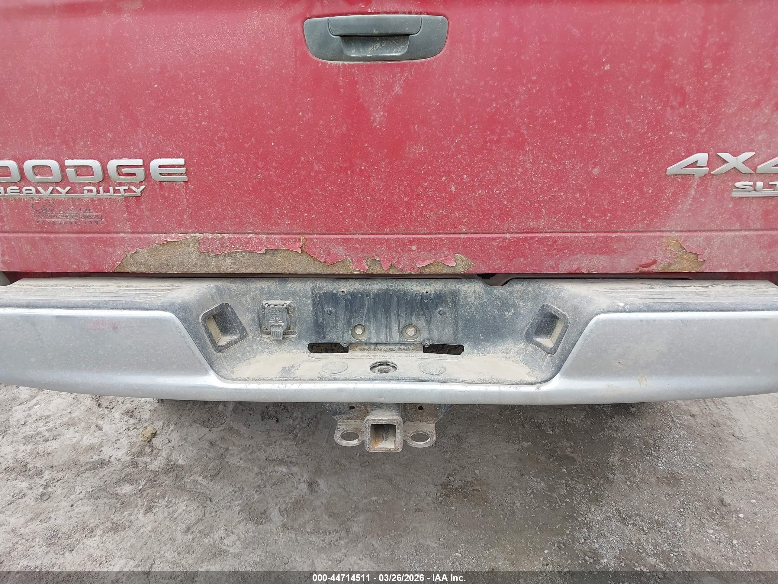 2004 Dodge Ram 2500 Slt/laramie Red vin: 3D7KU28C44G113514