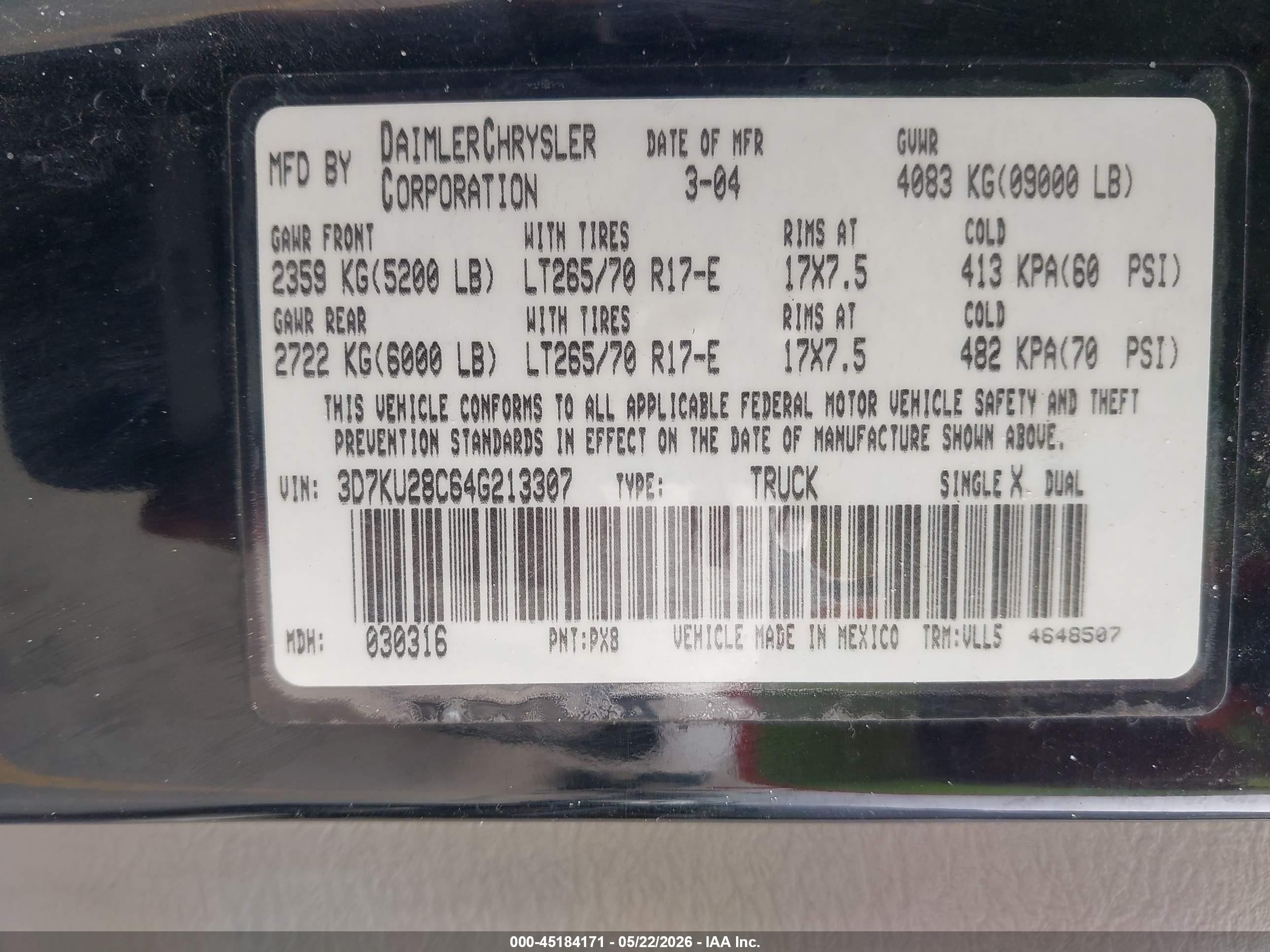 2004 Dodge Ram 2500 Slt/laramie Black vin: 3D7KU28C64G213307