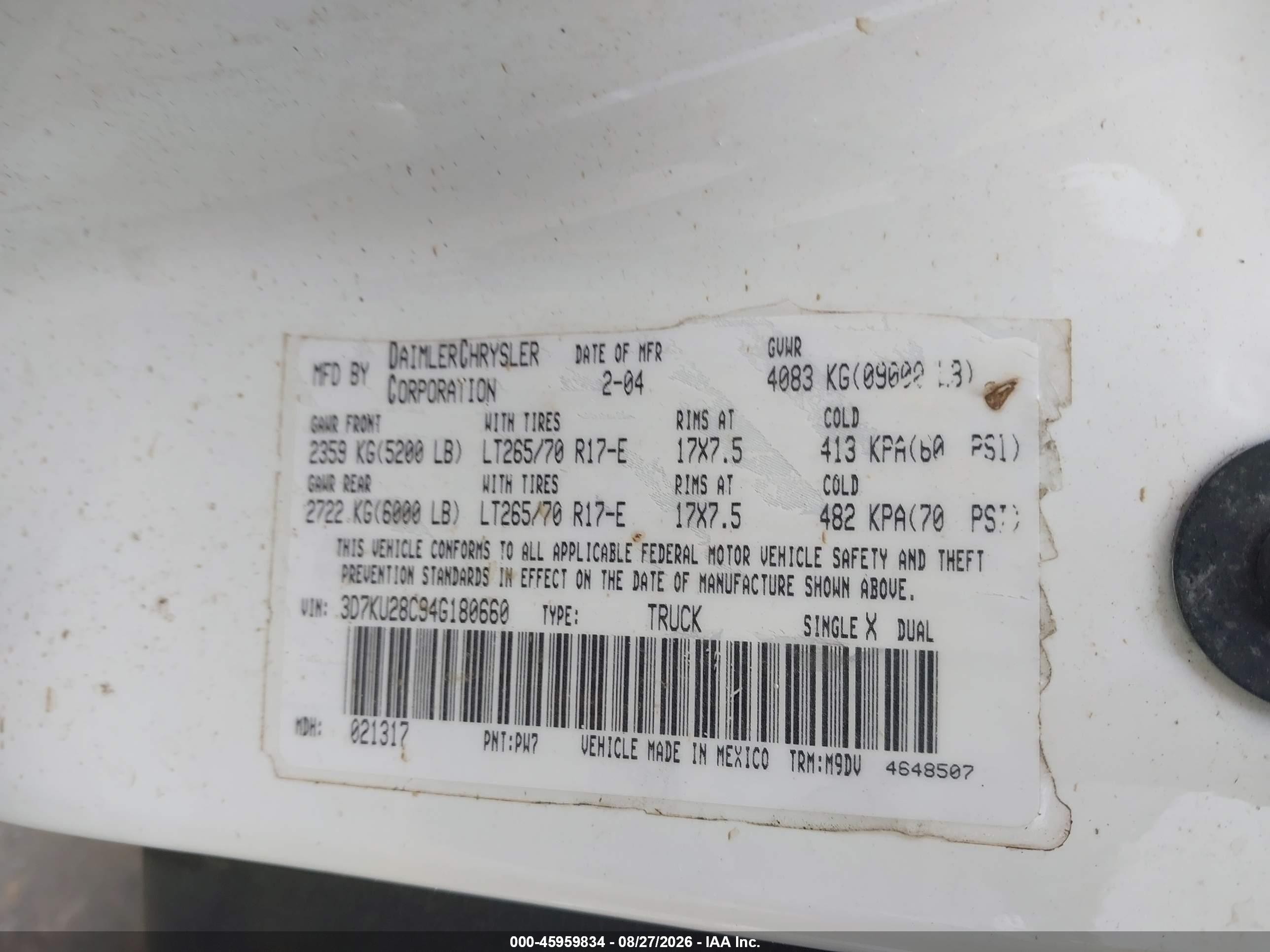 2004 Dodge Ram 2500 Slt/laramie White vin: 3D7KU28C94G180660