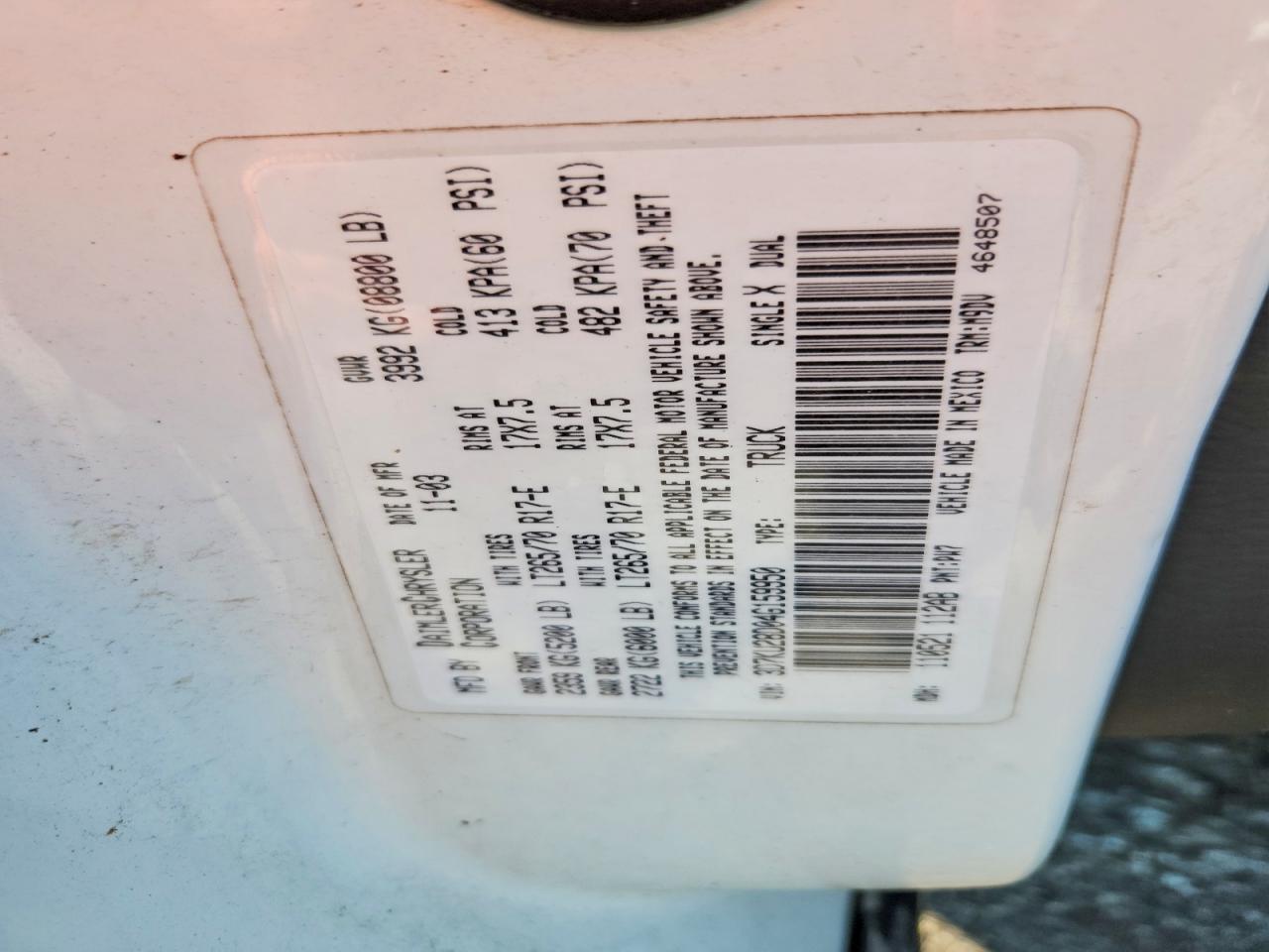 2004 Dodge Ram 2500 St White vin: 3D7KU28D04G159950