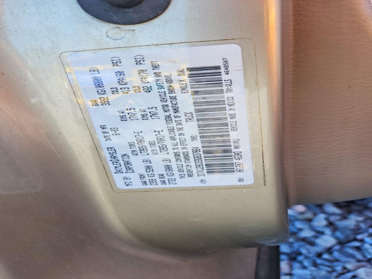 2003 Dodge Ram 2500 St Tan vin: 3D7KU28D33G837864