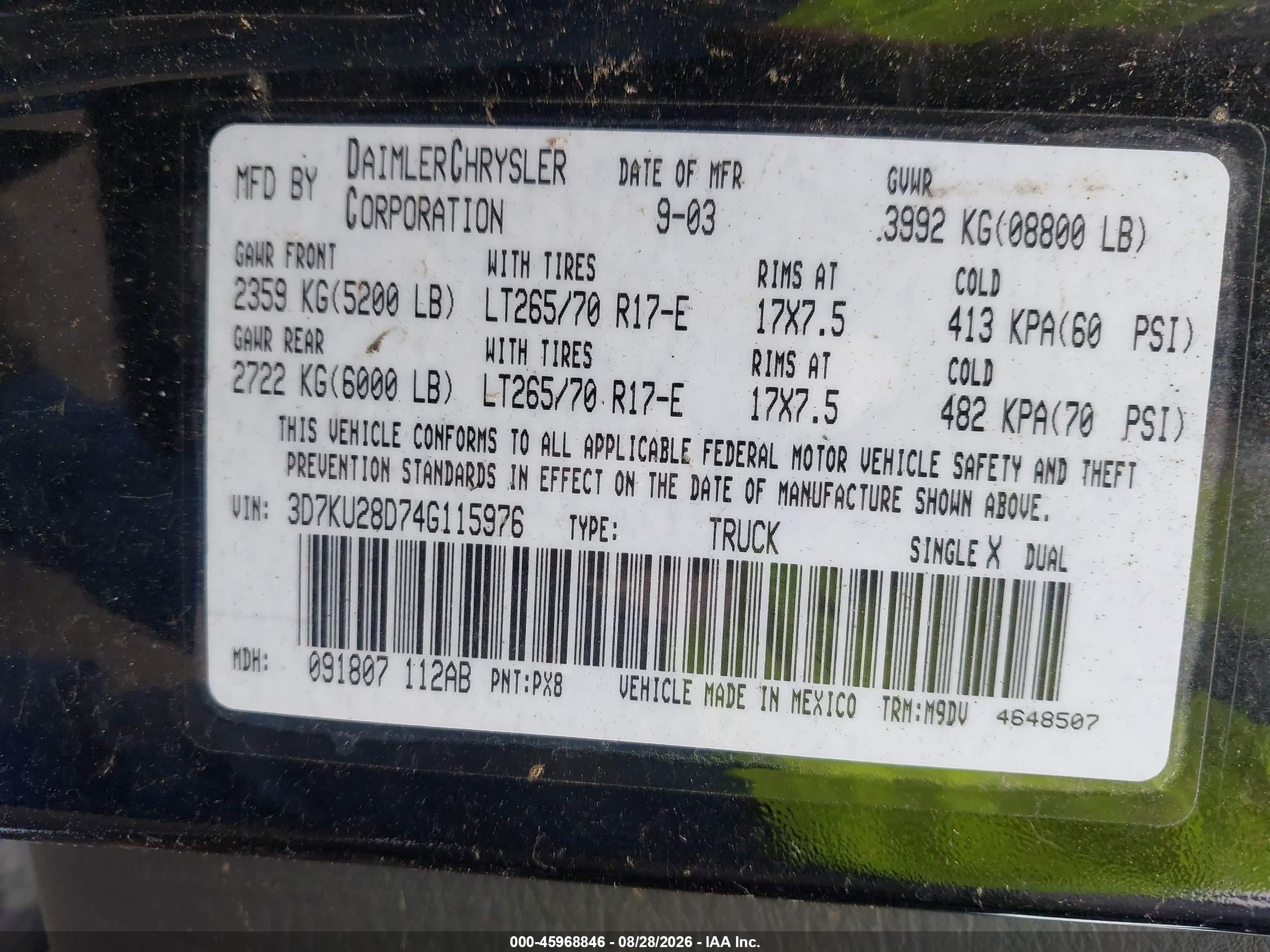 2004 Dodge Ram 2500 Slt/laramie Black vin: 3D7KU28D74G115976
