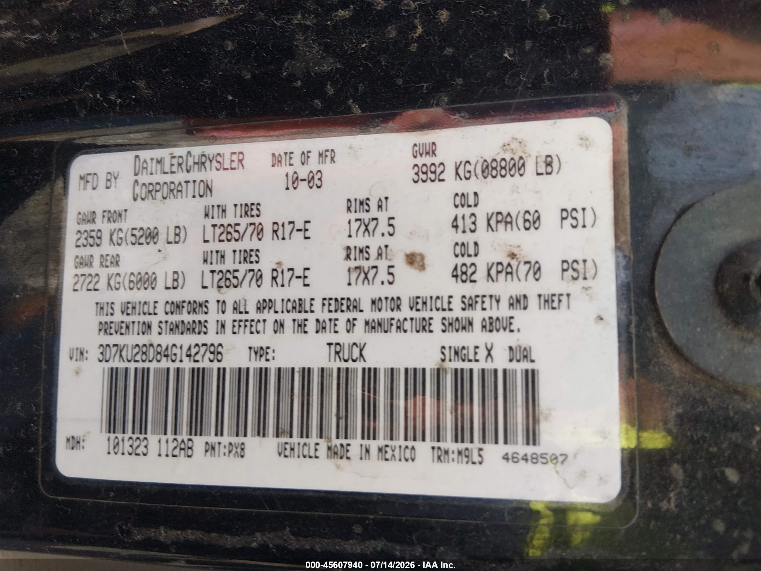 2004 Dodge Ram 2500 Slt/laramie Black vin: 3D7KU28D84G142796