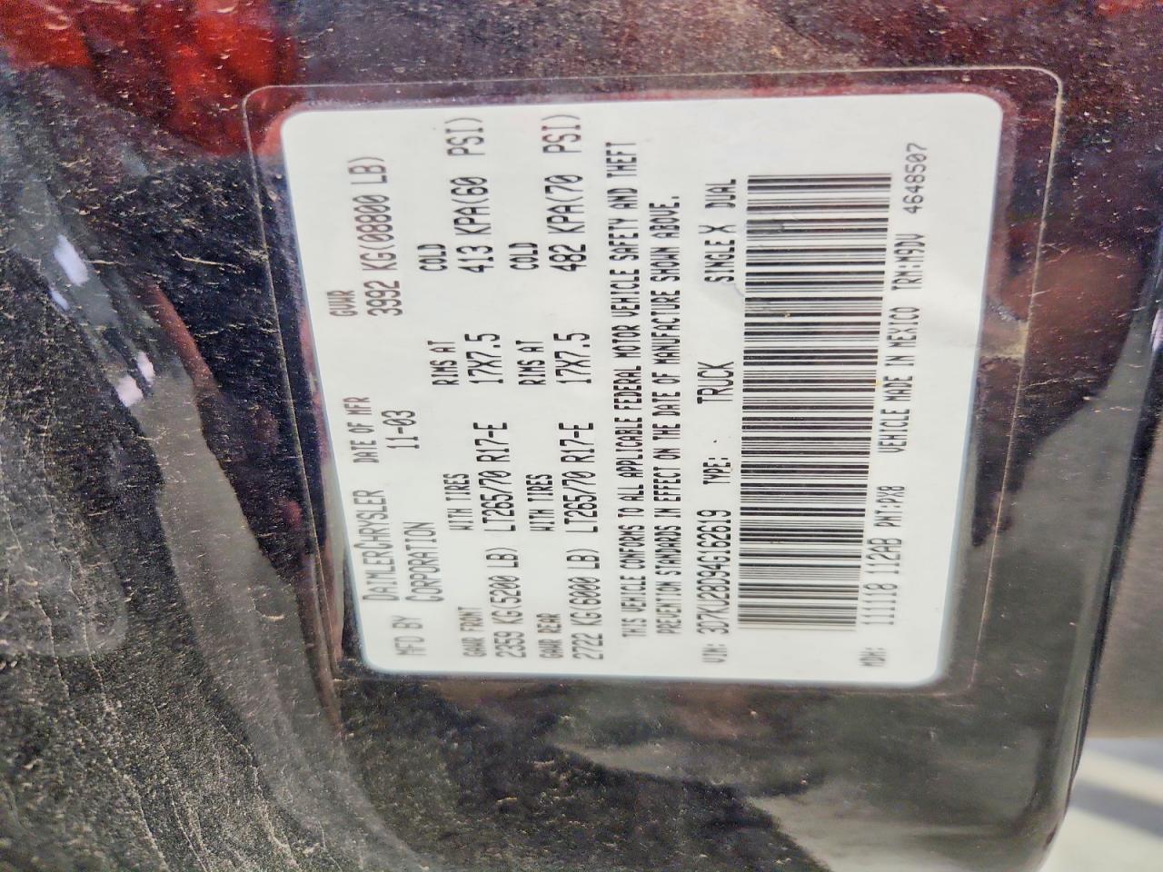 2004 Dodge Ram 2500 Черный vin: 3D7KU28D94G162619
