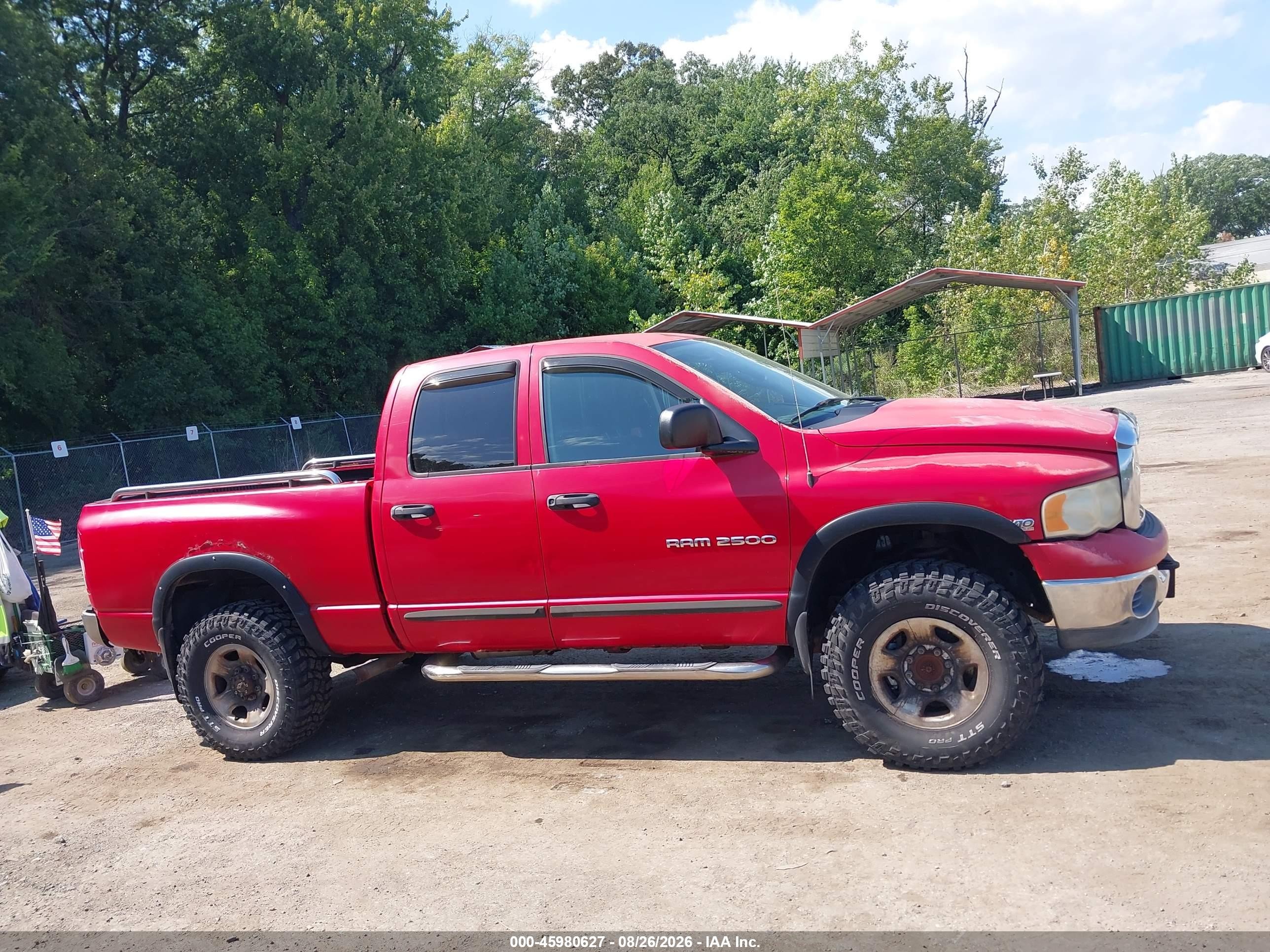 2003 Dodge Ram 2500 Slt/laramie/st Red vin: 3D7KU28W43G762285