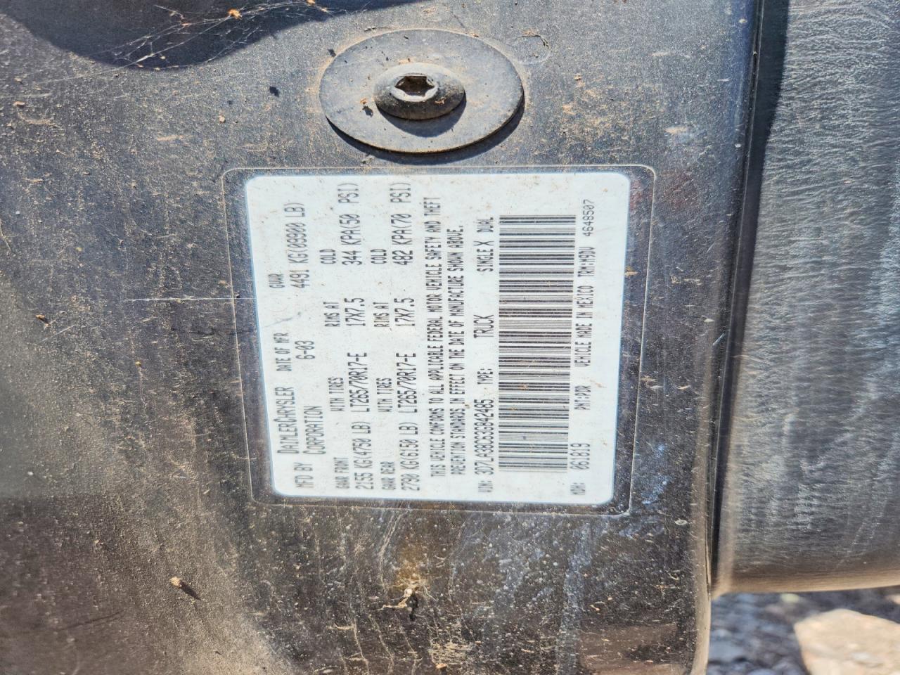 2003 Dodge Ram 3500 St Gray vin: 3D7LA38C63G842485
