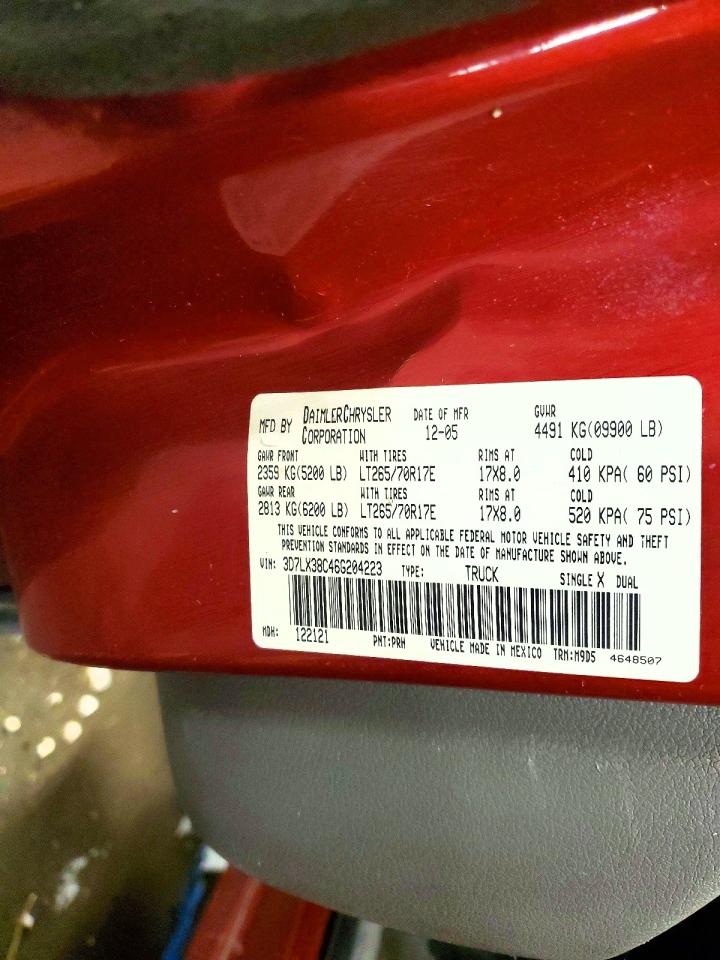 2006 Dodge Ram 3500 St Red vin: 3D7LX38C46G204223