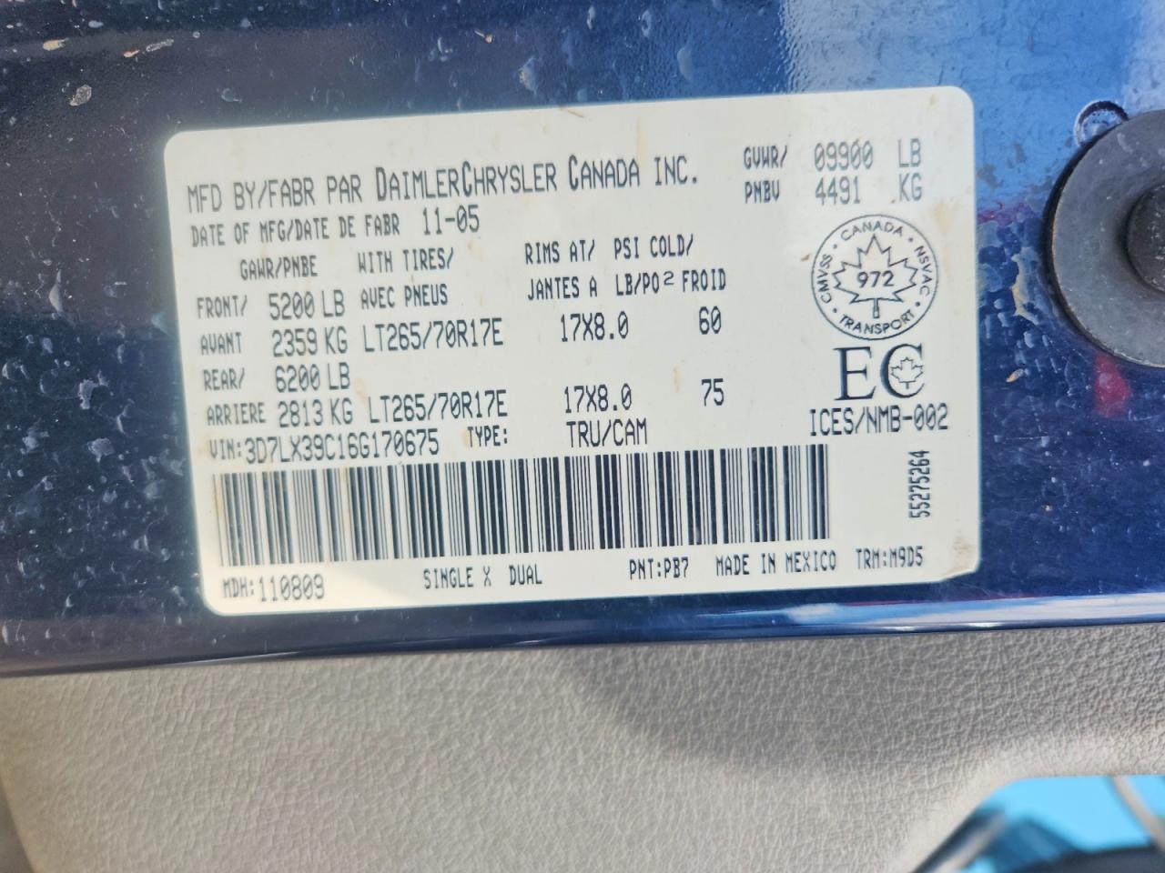 2006 Dodge Ram 3500 Blue vin: 3D7LX39C16G170675