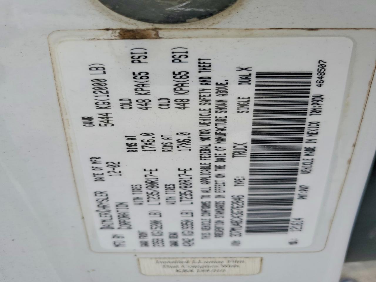 2003 Dodge Ram 3500 St White vin: 3D7MU48C43G762846