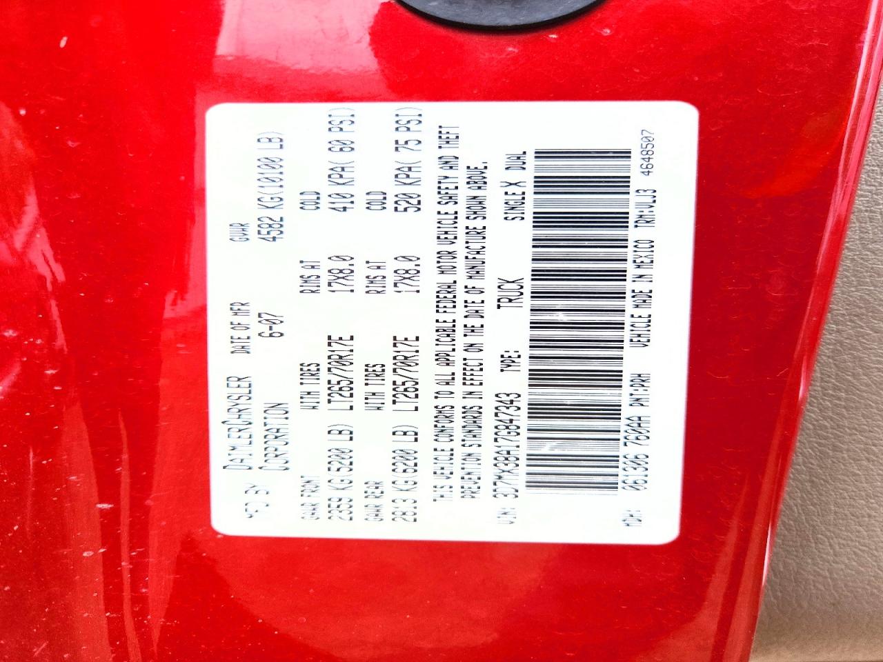 2007 Dodge Ram 3500 St Red vin: 3D7MX38A17G847343