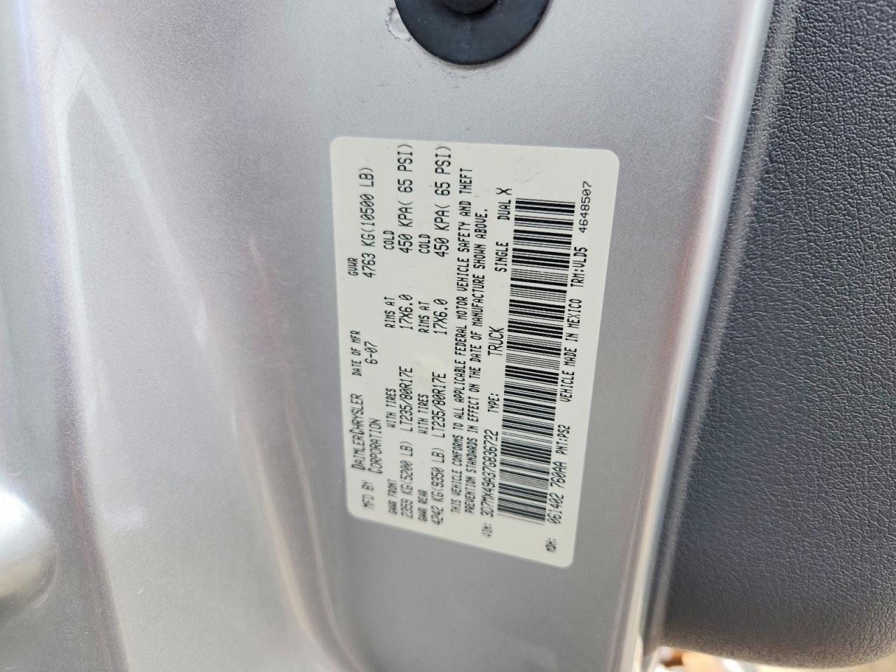 2007 Dodge Ram 3500 Silver vin: 3D7MX49A37G836722