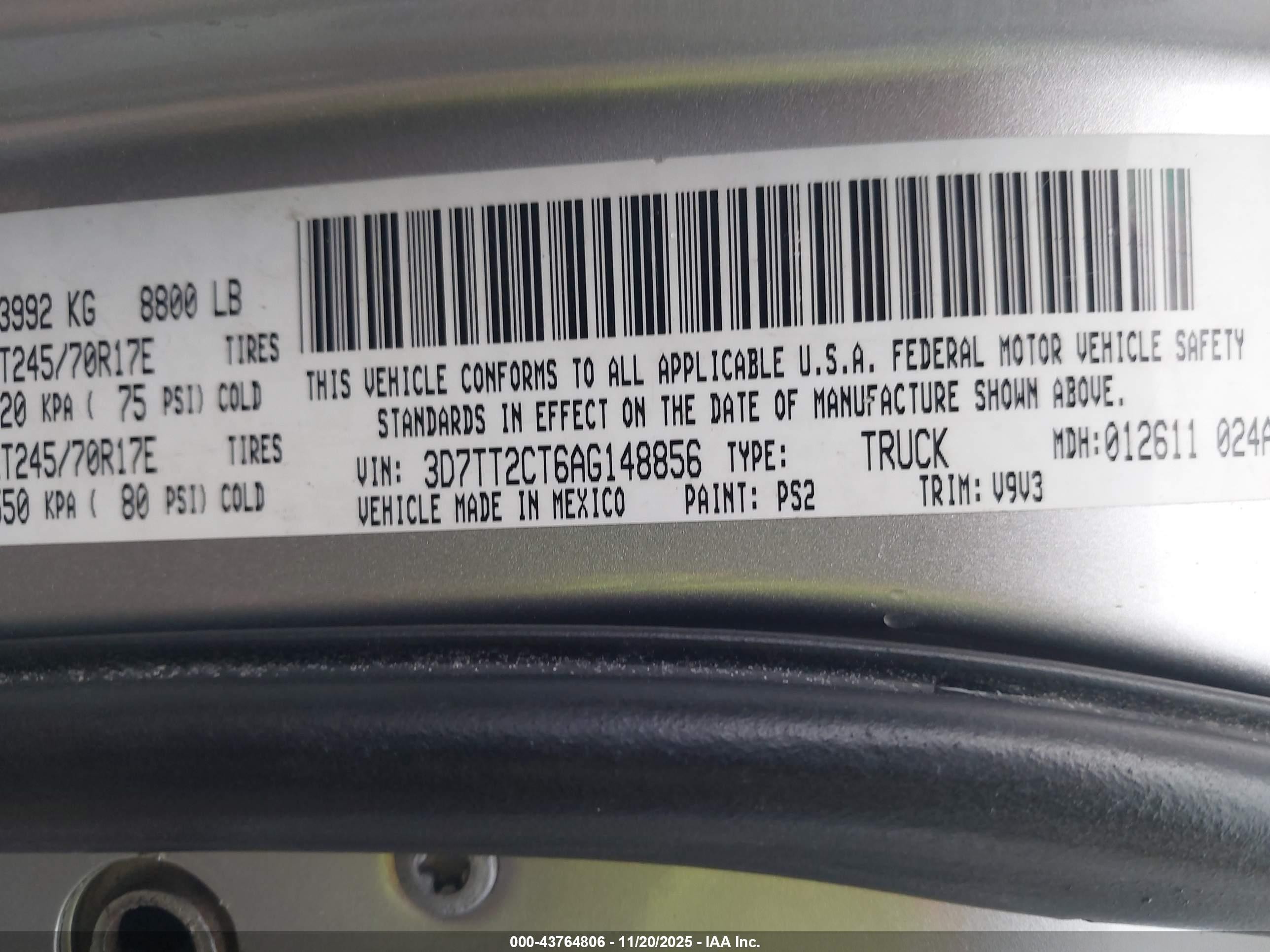 2010 Dodge Ram 2500 St Серебряный vin: 3D7TT2CT6AG148856