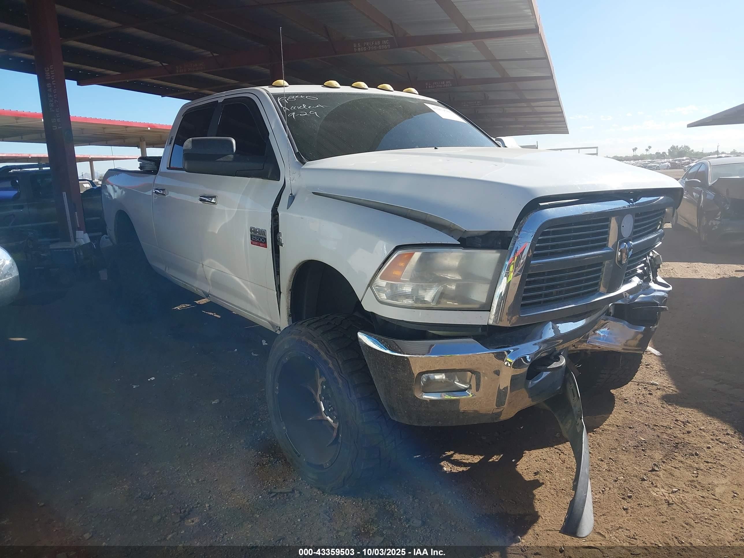 2010 Dodge Ram 2500 Slt White vin: 3D7UT2CL0AG146749