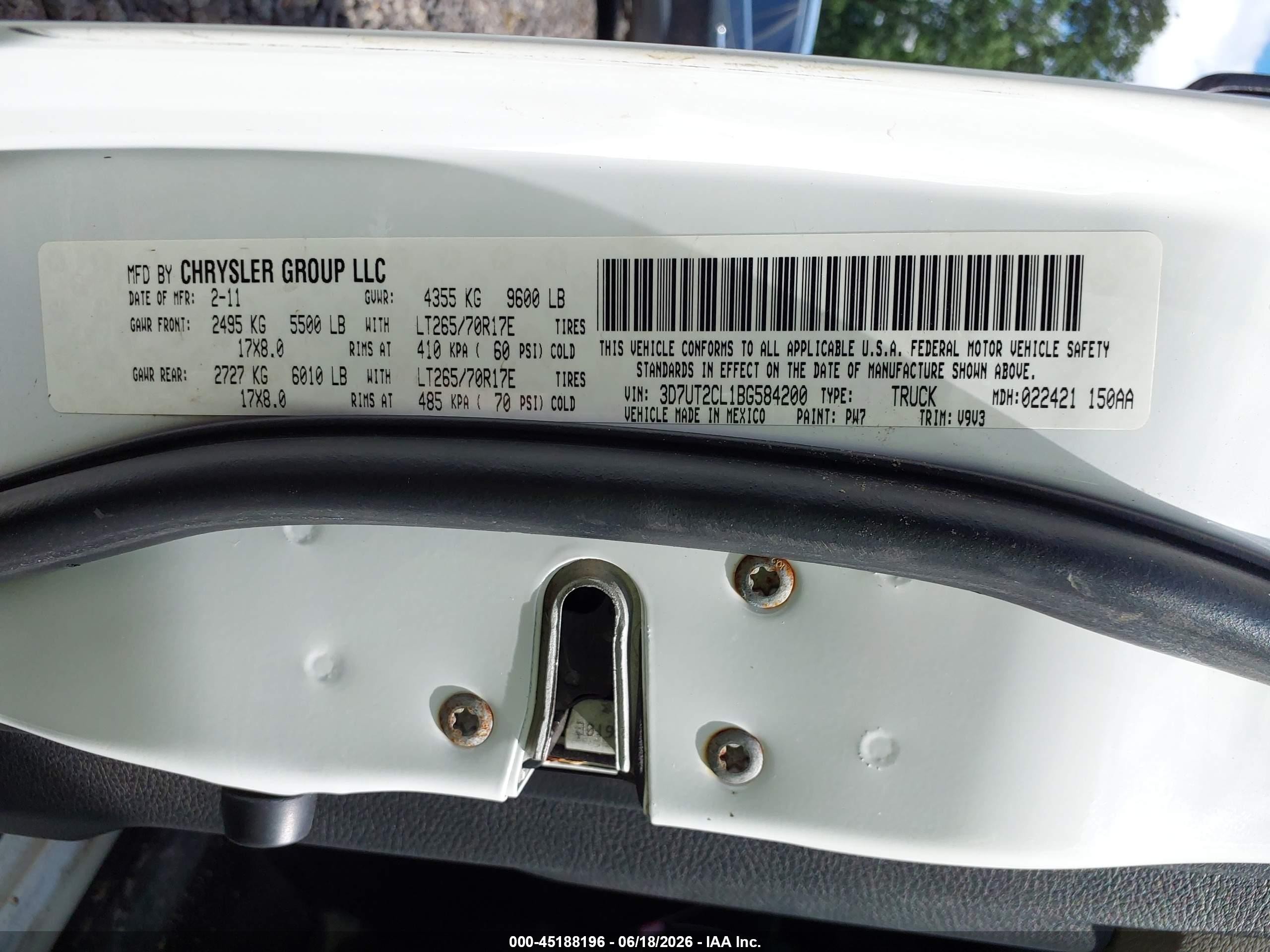 2011 Ram Ram 2500 Slt White vin: 3D7UT2CL1BG584200
