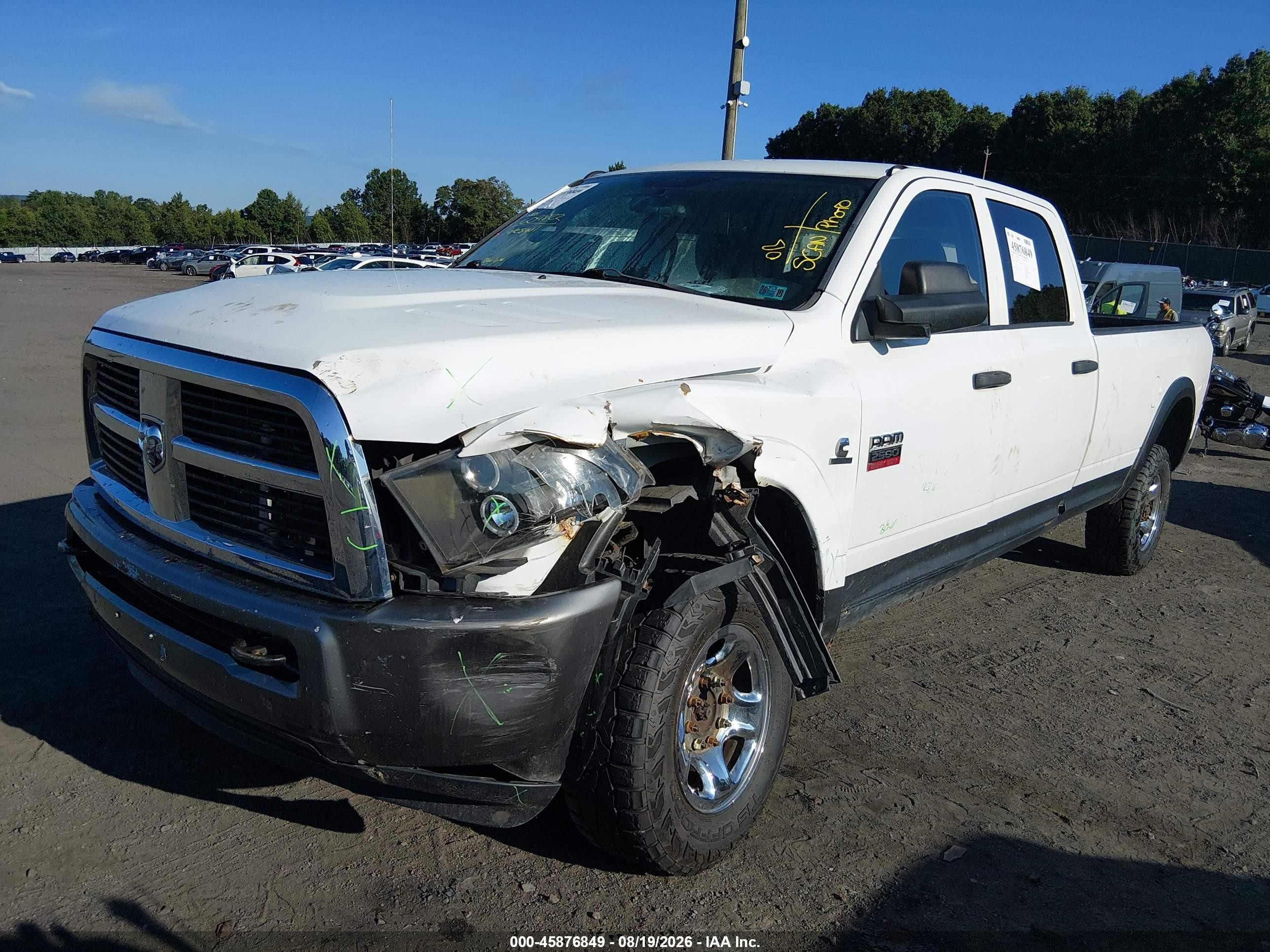 2010 Dodge Ram 2500 St White vin: 3D7UT2CL7AG127096