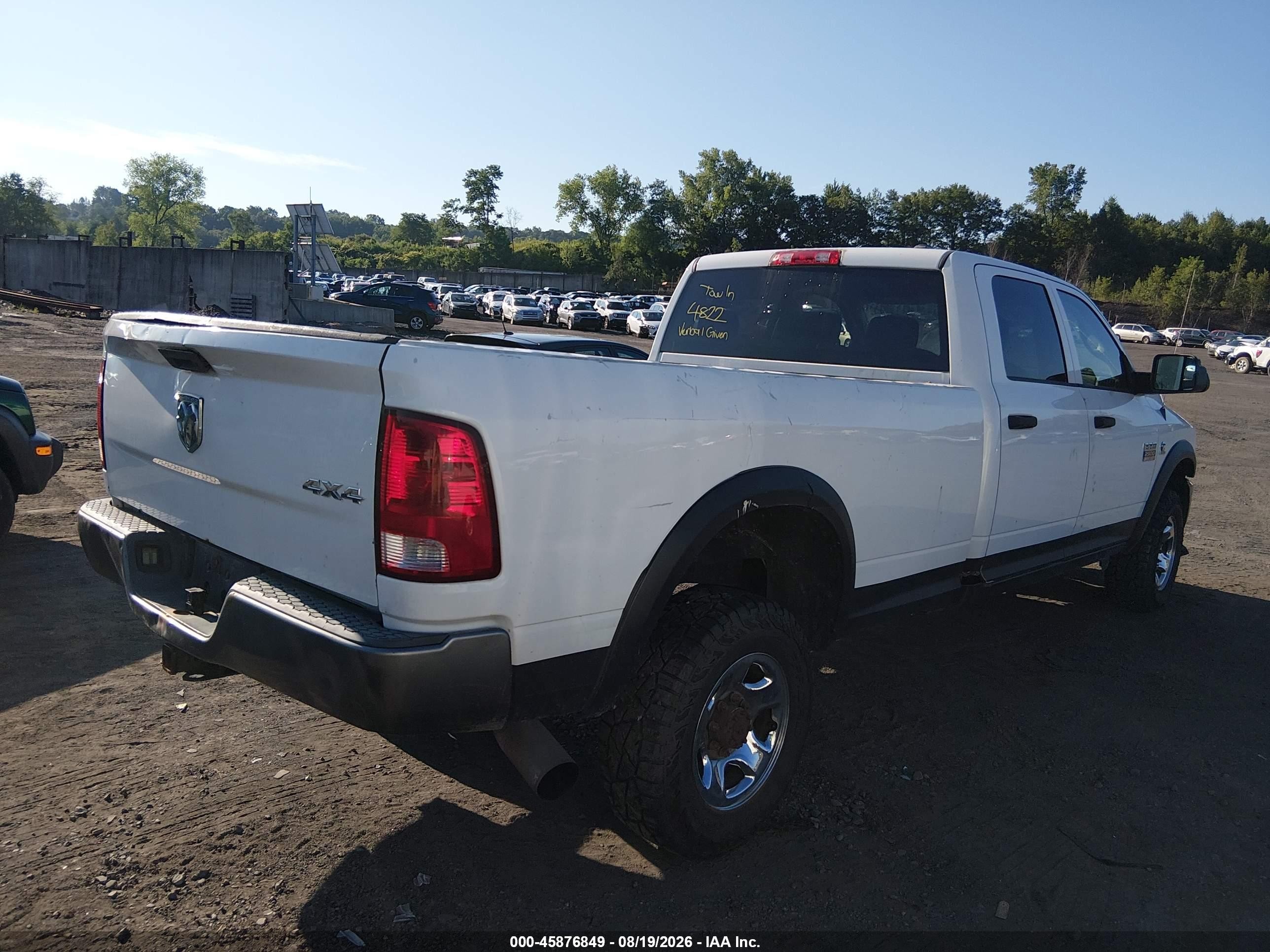 2010 Dodge Ram 2500 St White vin: 3D7UT2CL7AG127096