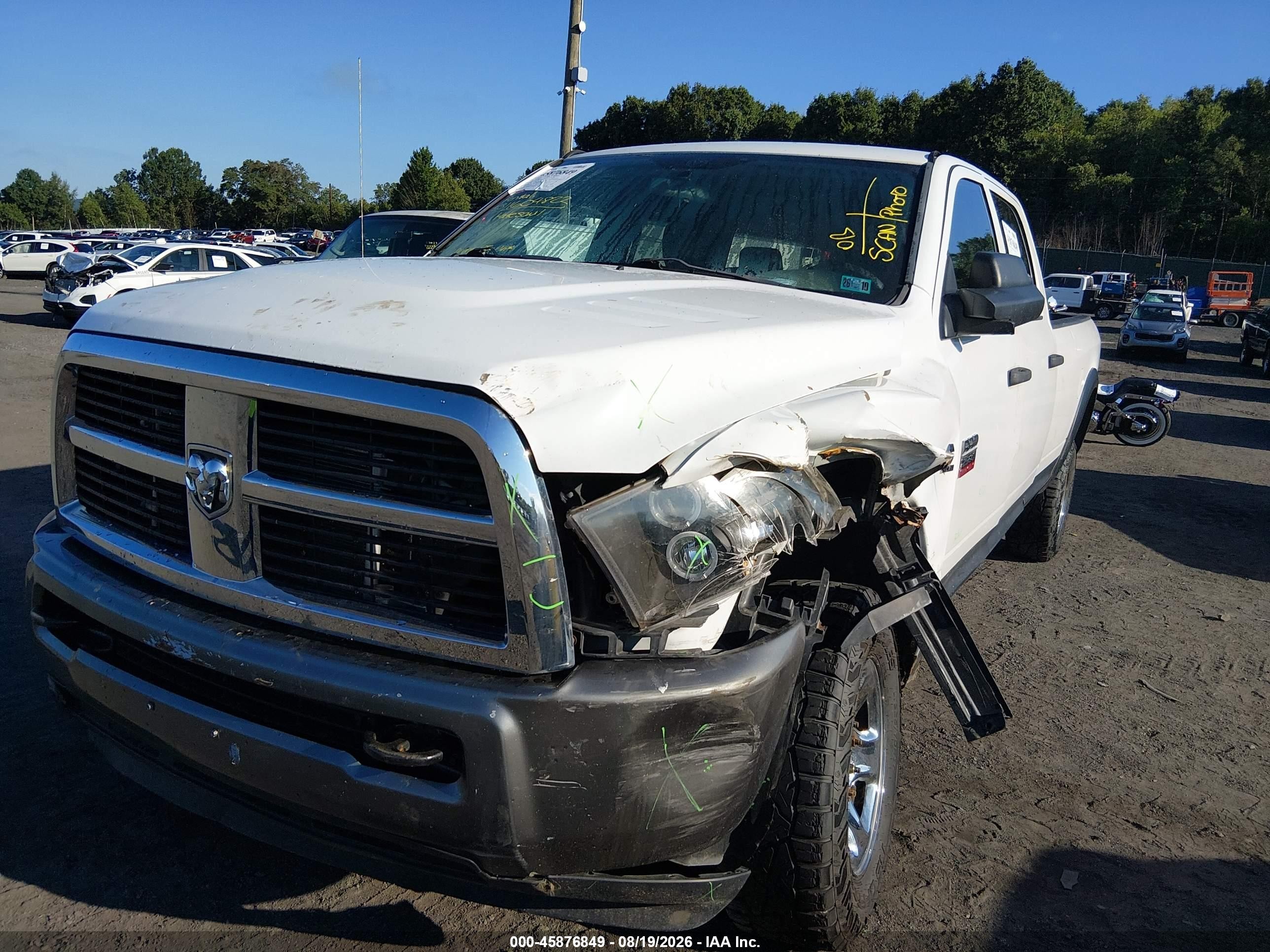 2010 Dodge Ram 2500 St White vin: 3D7UT2CL7AG127096