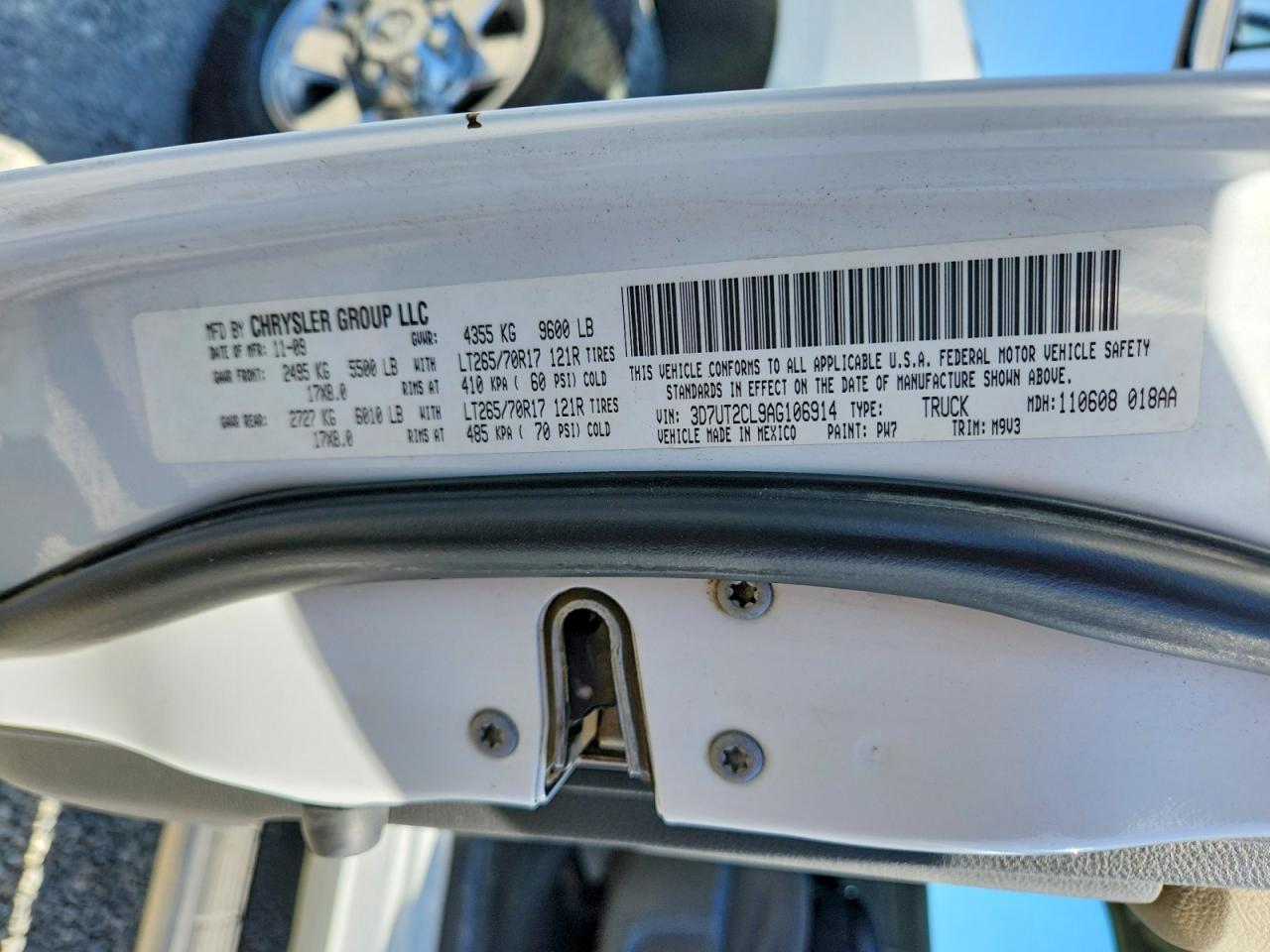 2010 Dodge Ram 2500 White vin: 3D7UT2CL9AG106914