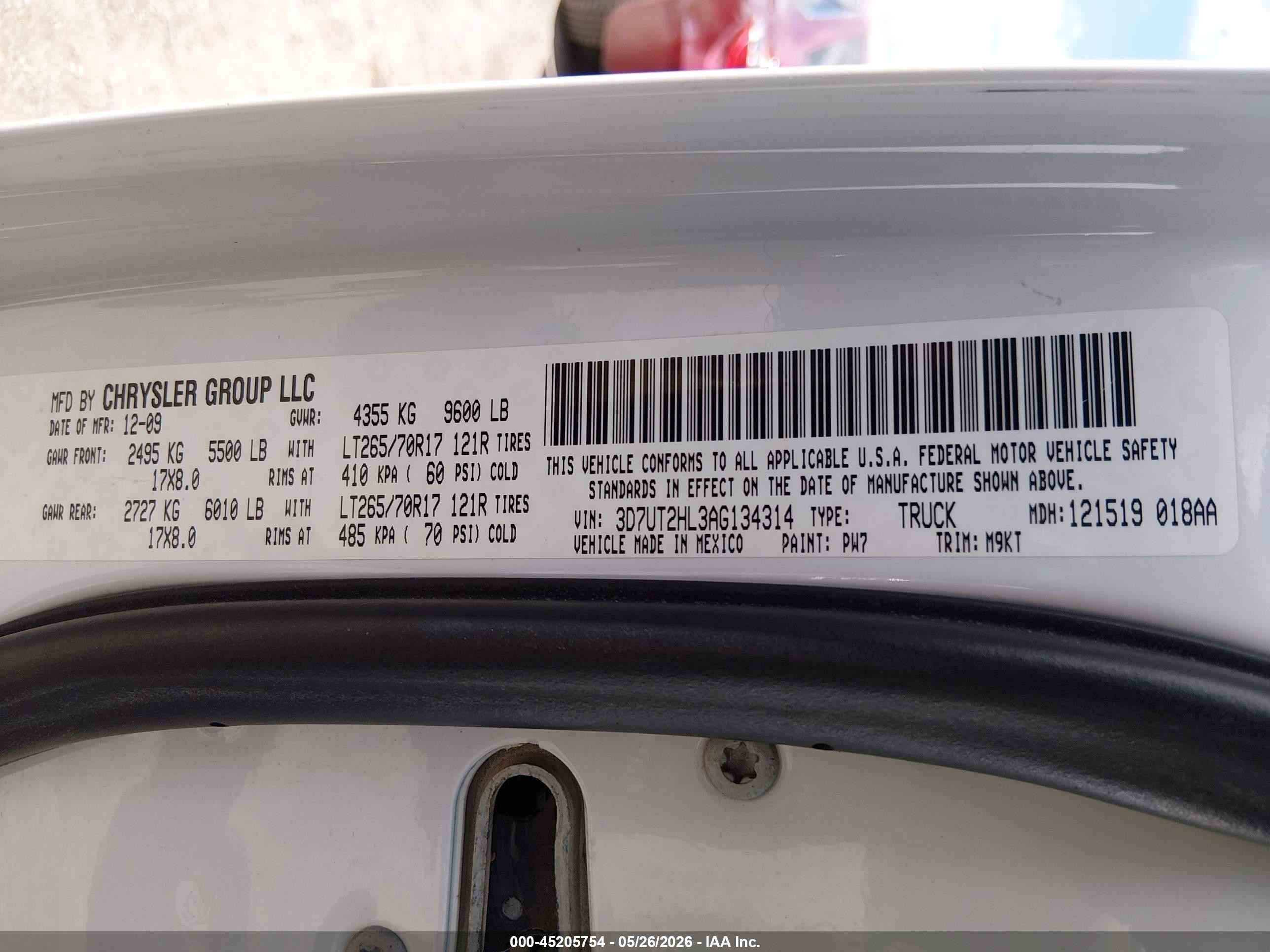 2010 Dodge Ram 2500 Slt White vin: 3D7UT2HL3AG134314