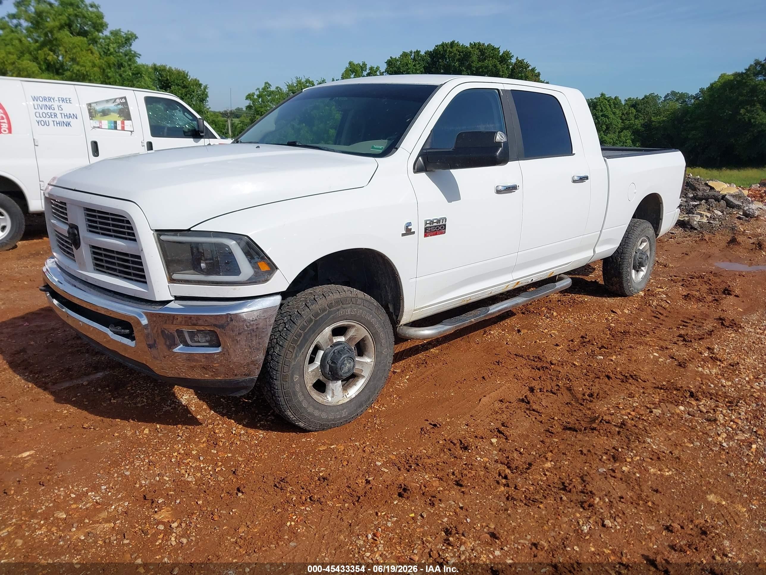 2010 Dodge Ram 2500 Slt White vin: 3D7UT2HL4AG113097