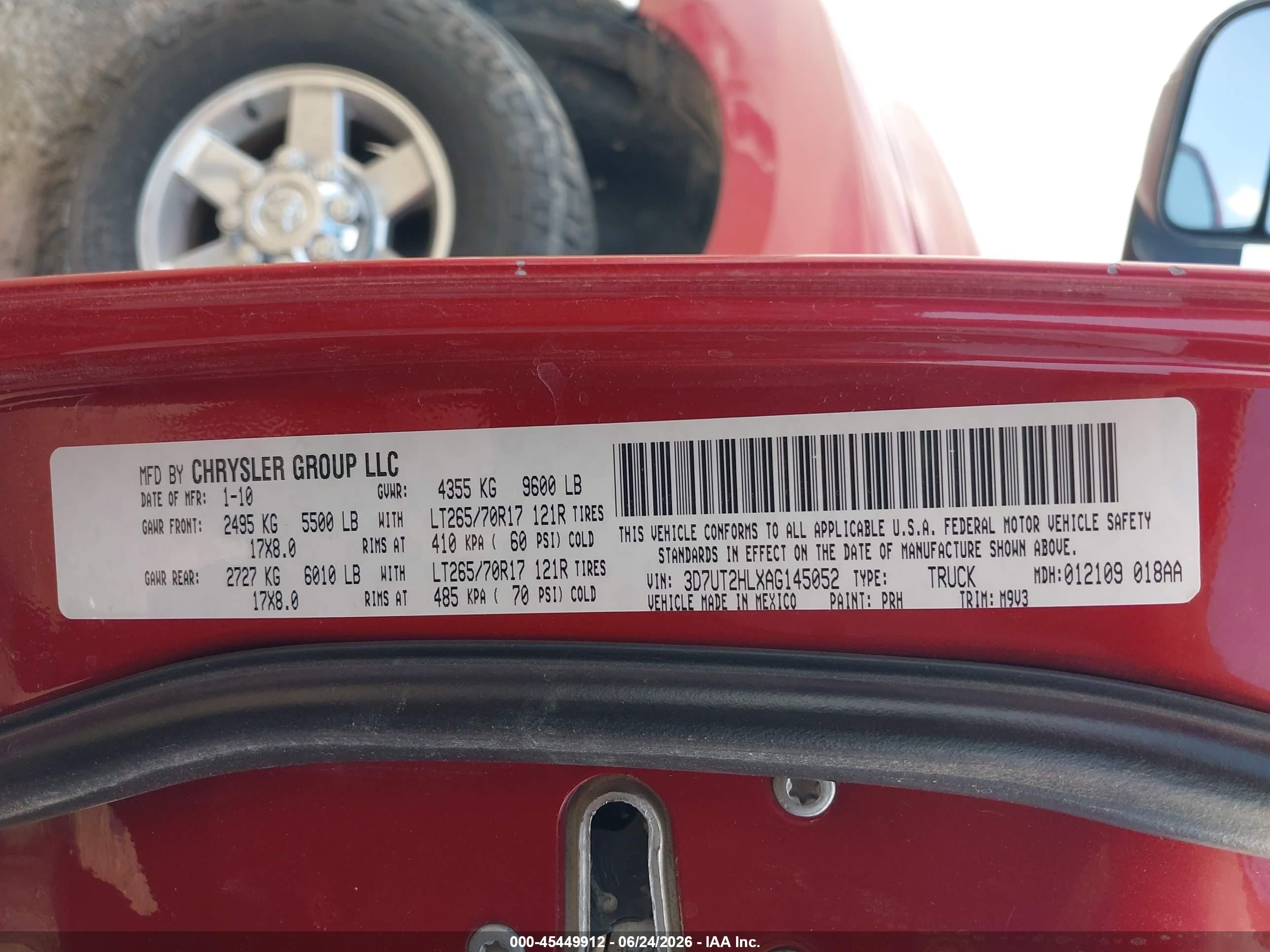 2010 Dodge Ram 2500 Slt Maroon vin: 3D7UT2HLXAG145052