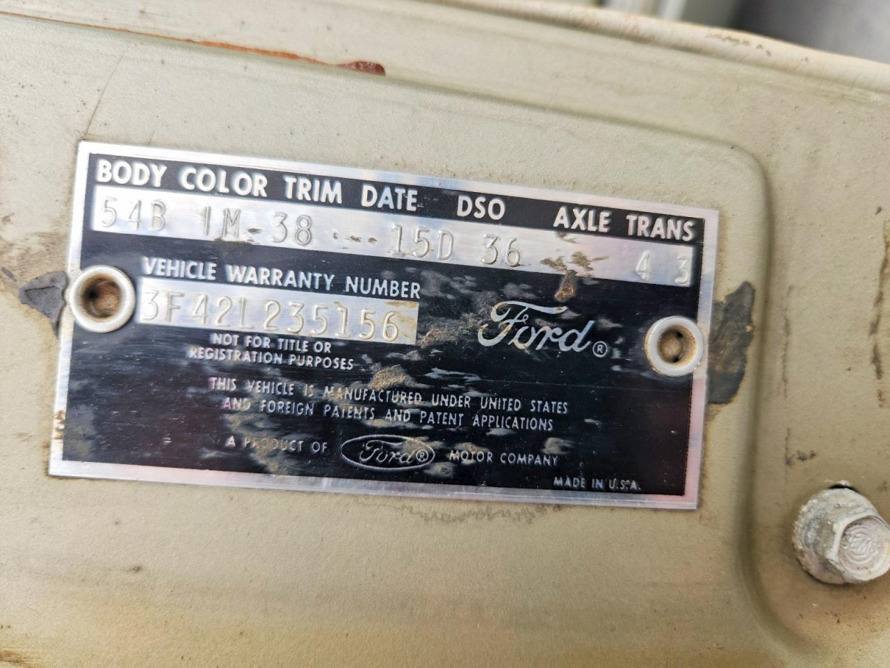 1963 Ford All Other Cream vin: 3F42L235156