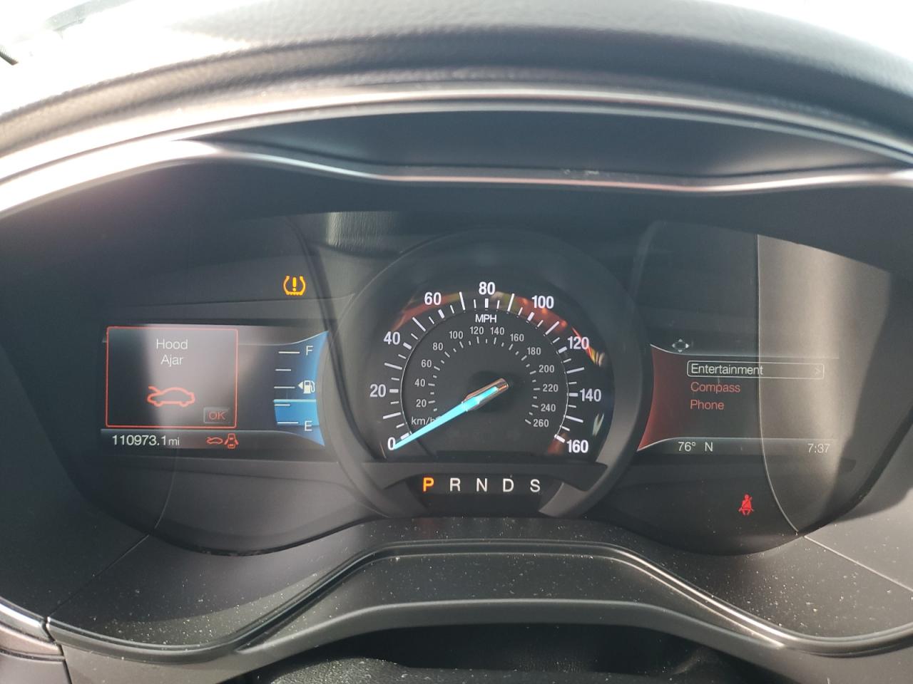 2019 Ford Fusion Sel Silver vin: 3FA6P0CD5KR237418 Damage: Warning - Tire Pressure, On, Unacceptable