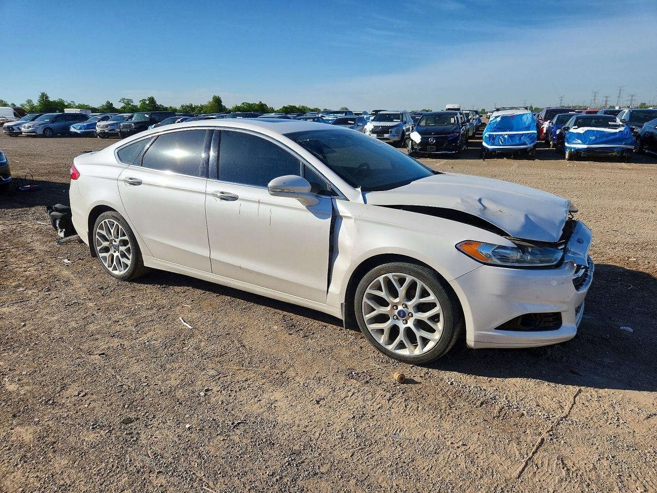 2014 Ford Fusion Titanium White vin: 3FA6P0D90ER340955