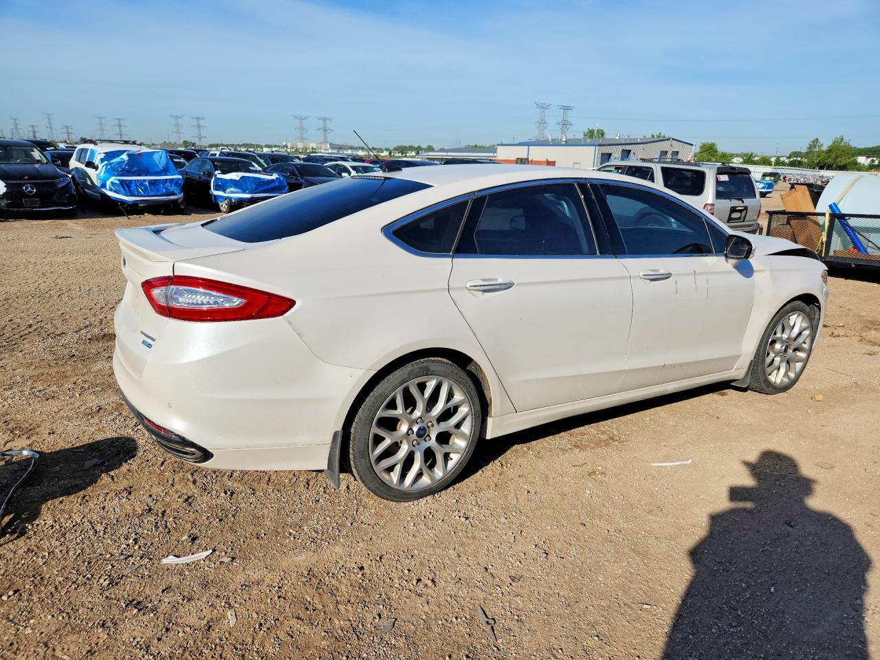 2014 Ford Fusion Titanium White vin: 3FA6P0D90ER340955