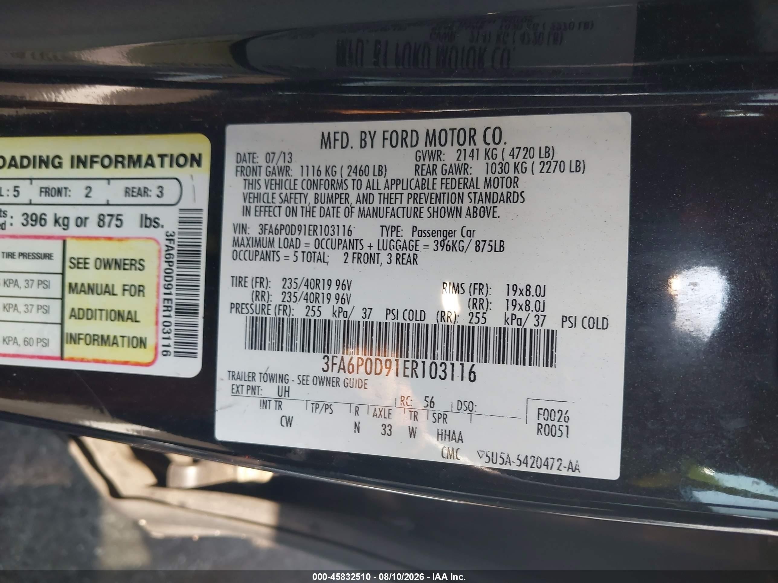 2014 Ford Fusion Titanium Black vin: 3FA6P0D91ER103116