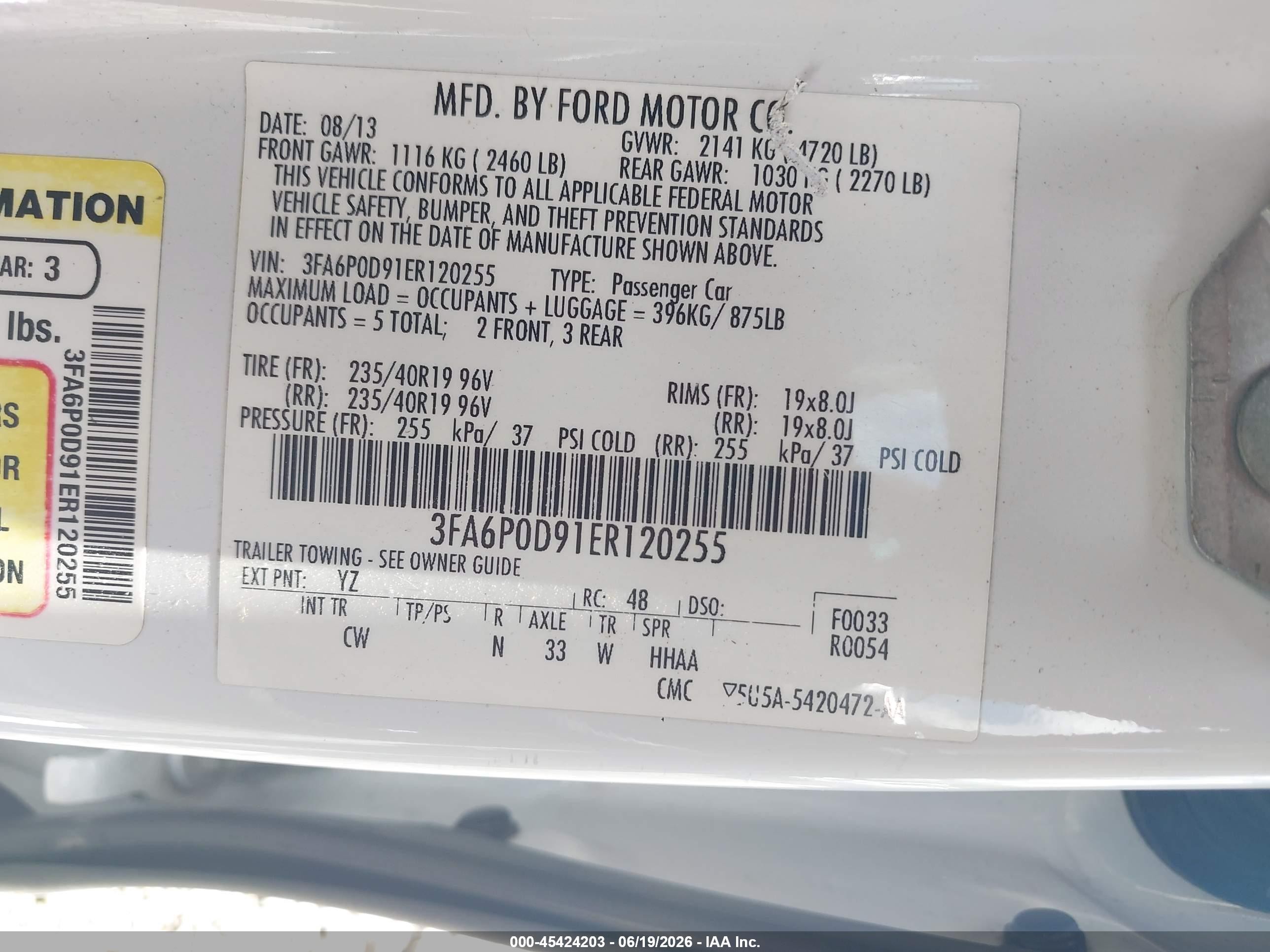 2014 Ford Fusion Titanium White vin: 3FA6P0D91ER120255