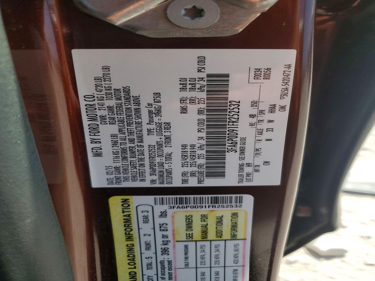 2015 Ford Fusion Titanium Black vin: 3FA6P0D91FR252532