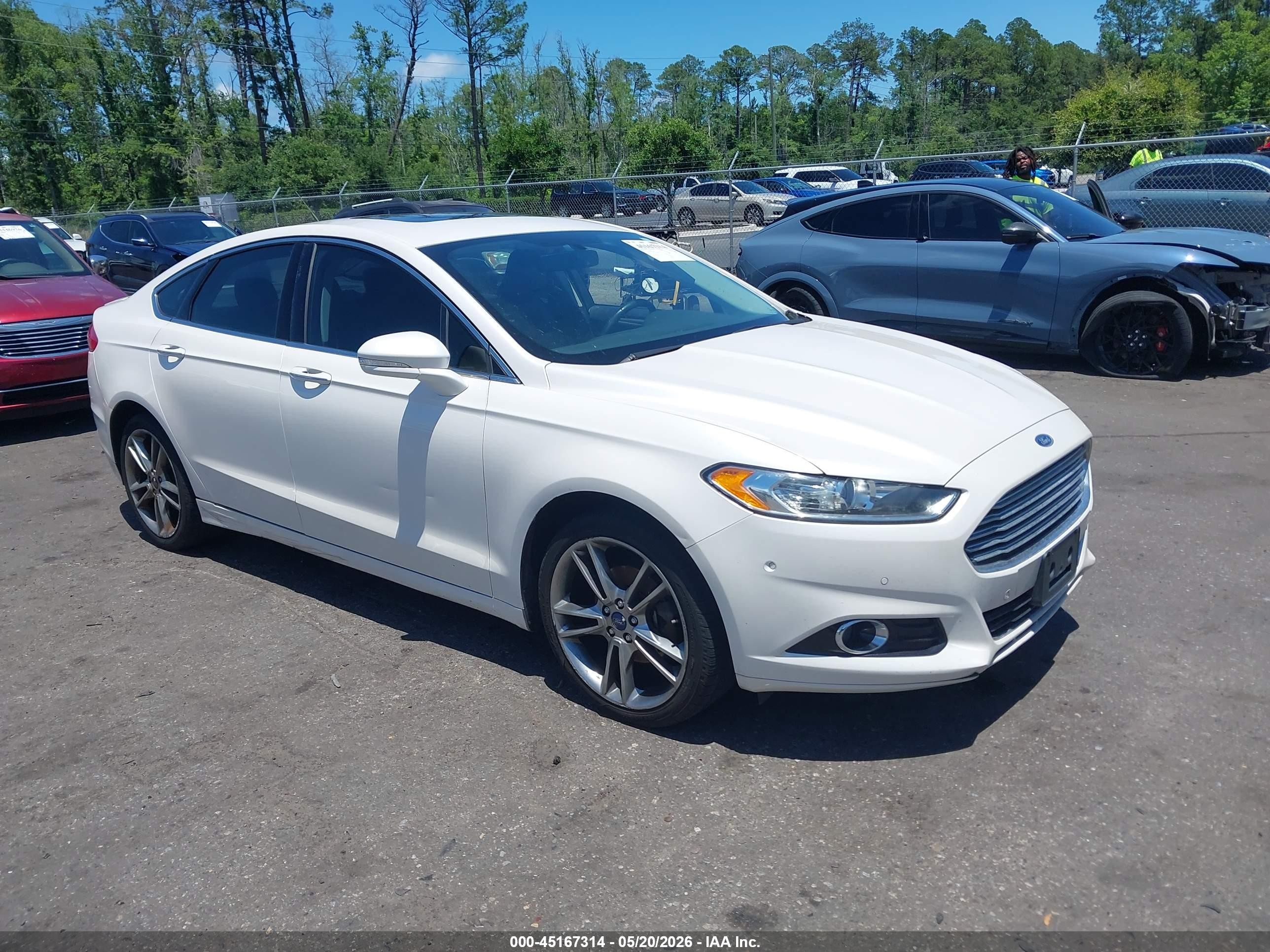 2015 Ford Fusion Titanium White vin: 3FA6P0D91FR285756