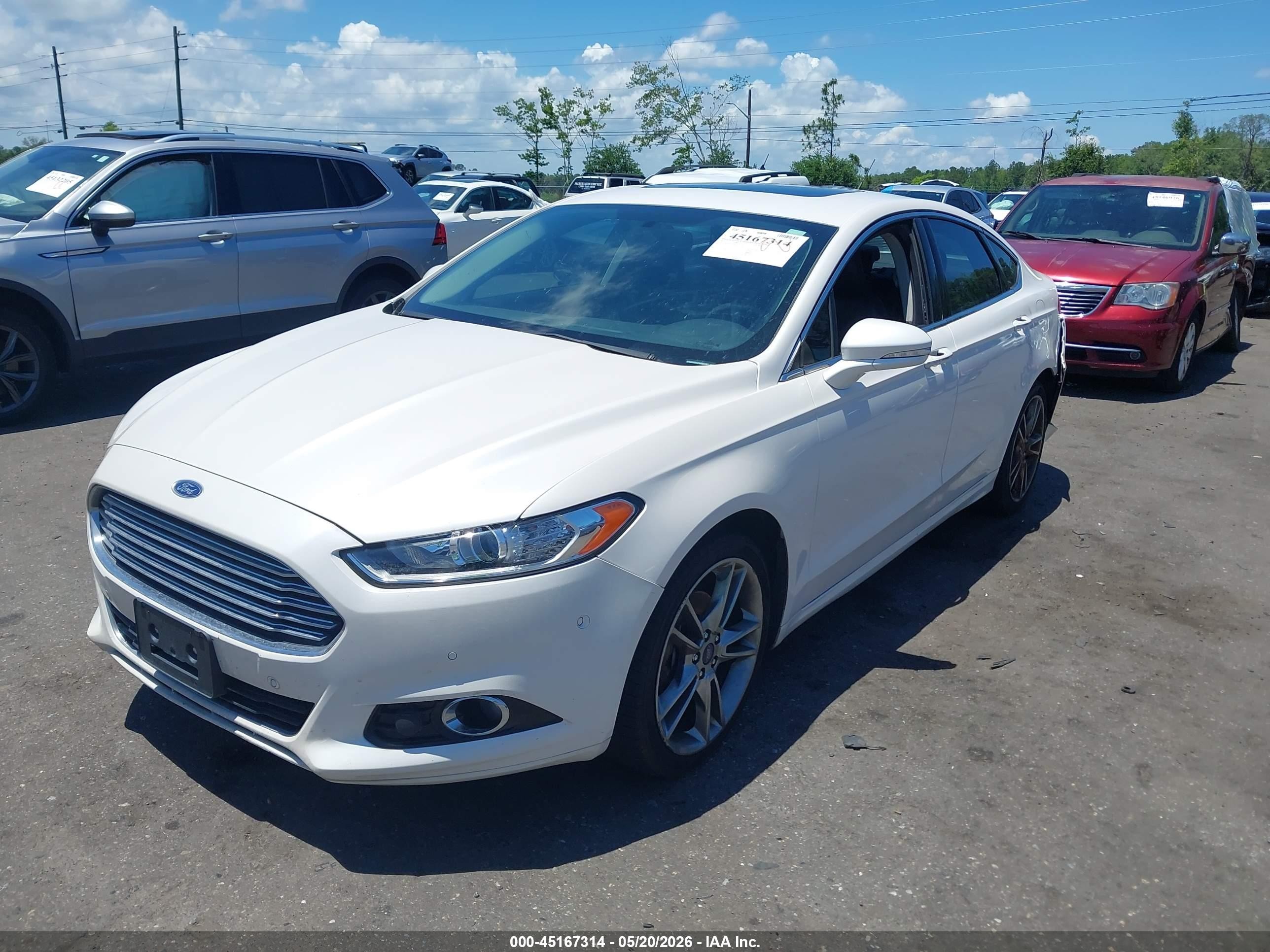 2015 Ford Fusion Titanium White vin: 3FA6P0D91FR285756