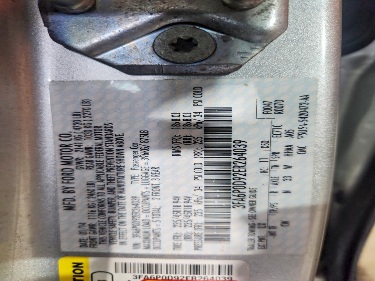 2014 Ford Fusion Titanium Silver vin: 3FA6P0D92ER264039