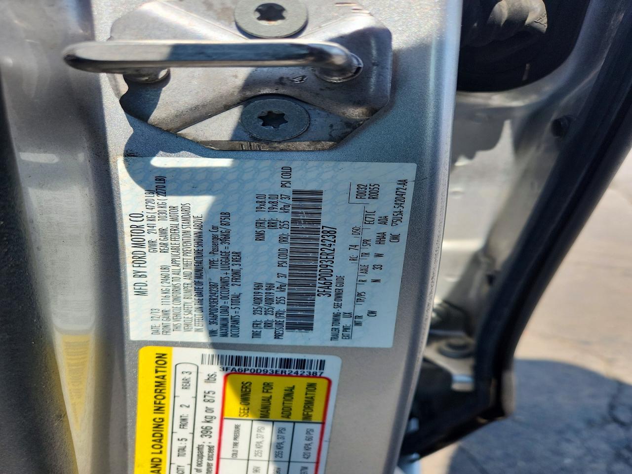 2014 Ford Fusion Titanium Silver vin: 3FA6P0D93ER242387