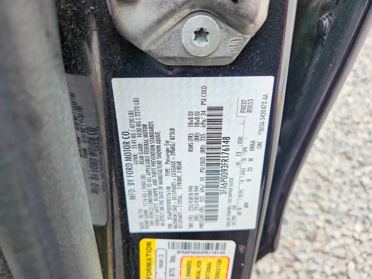 2015 Ford Fusion Titanium Черный vin: 3FA6P0D93FR176148