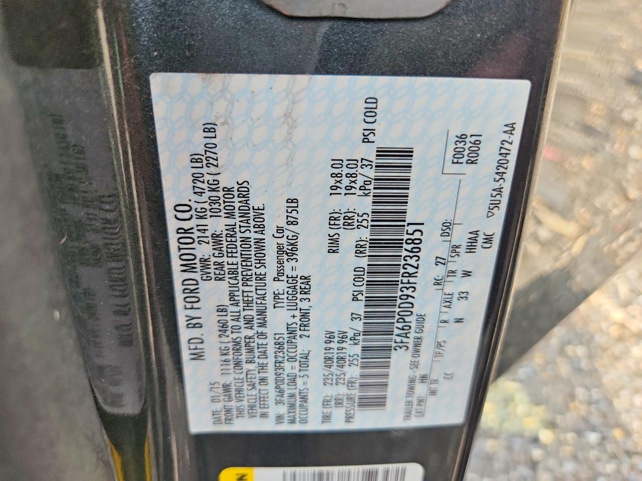 2015 Ford Fusion Titanium Green vin: 3FA6P0D93FR236851