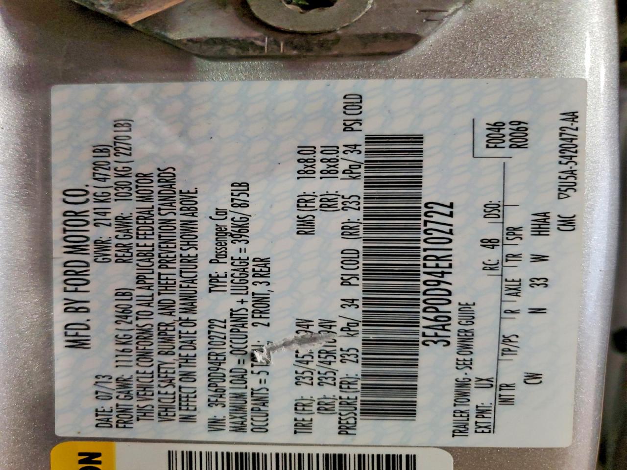 2014 Ford Fusion Titanium Silver vin: 3FA6P0D94ER102722