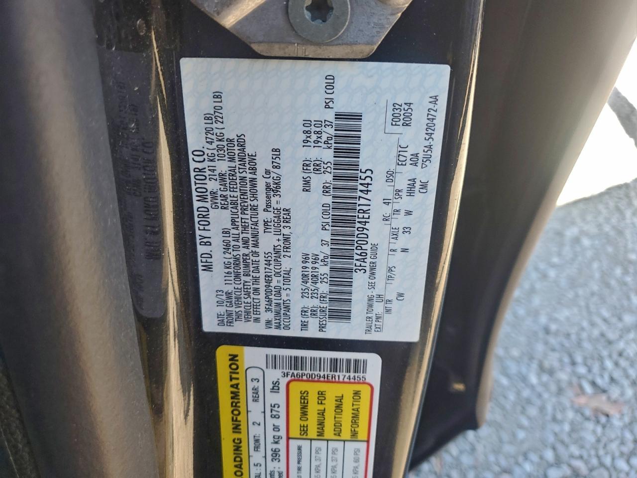 2014 Ford Fusion Titanium Black vin: 3FA6P0D94ER174455