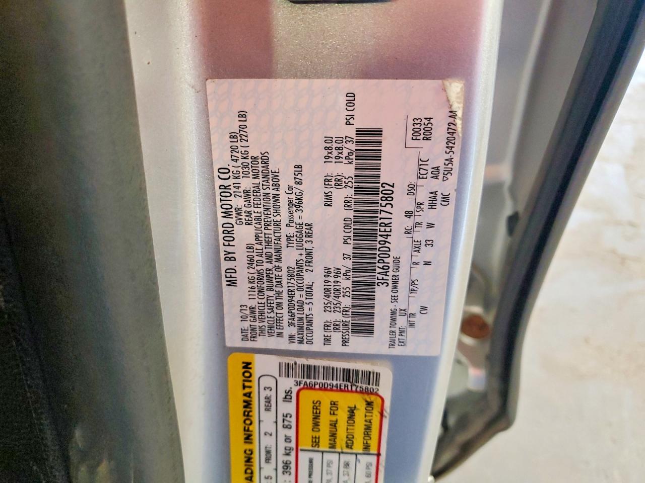 2014 Ford Fusion Titanium Silver vin: 3FA6P0D94ER175802