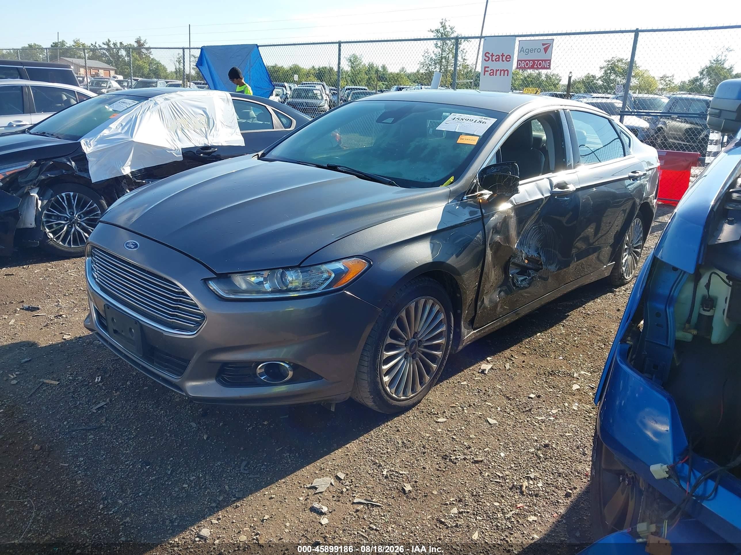 2014 Ford Fusion Titanium Серый vin: 3FA6P0D95ER159446
