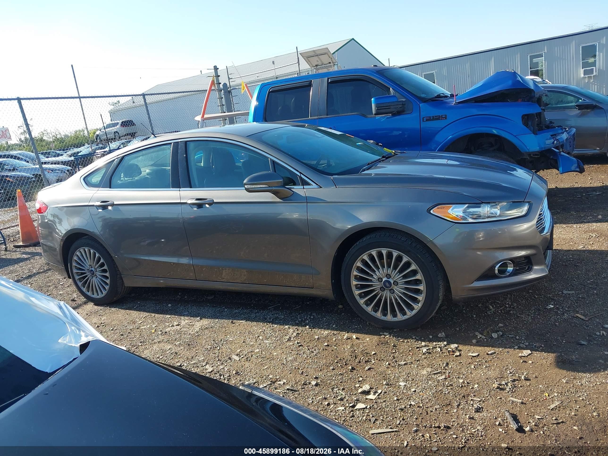 2014 Ford Fusion Titanium Серый vin: 3FA6P0D95ER159446